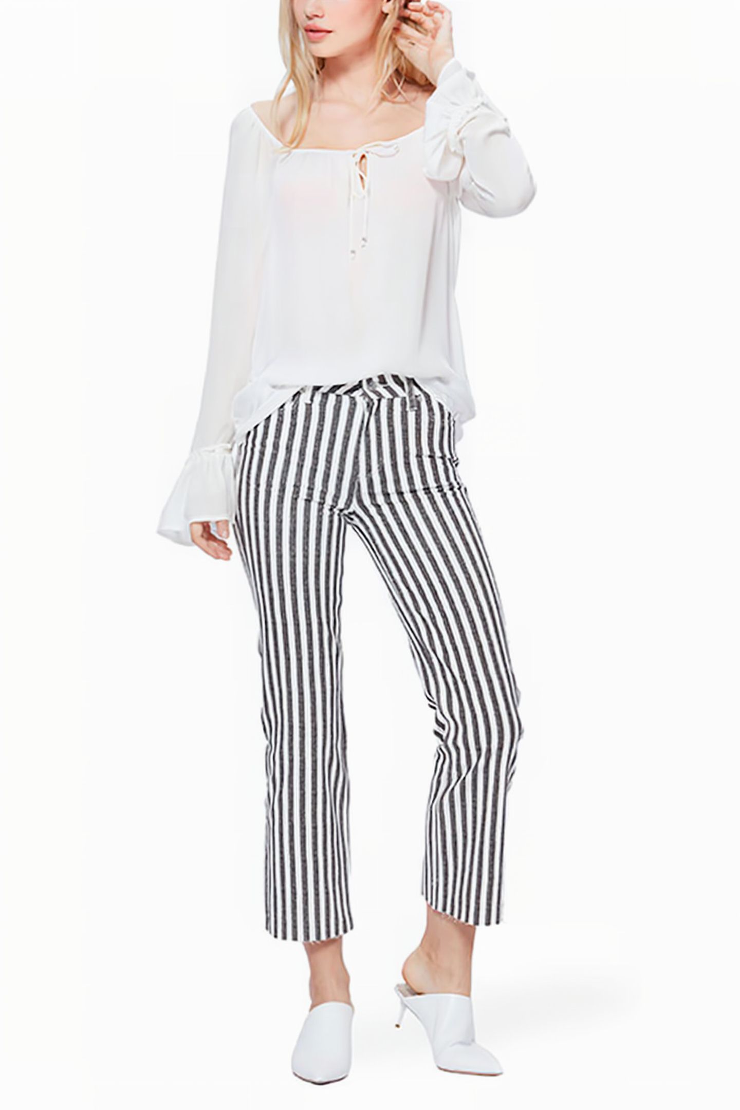 ATLEY ANKLE FLARE RAW HEM COVE STRIPE 4