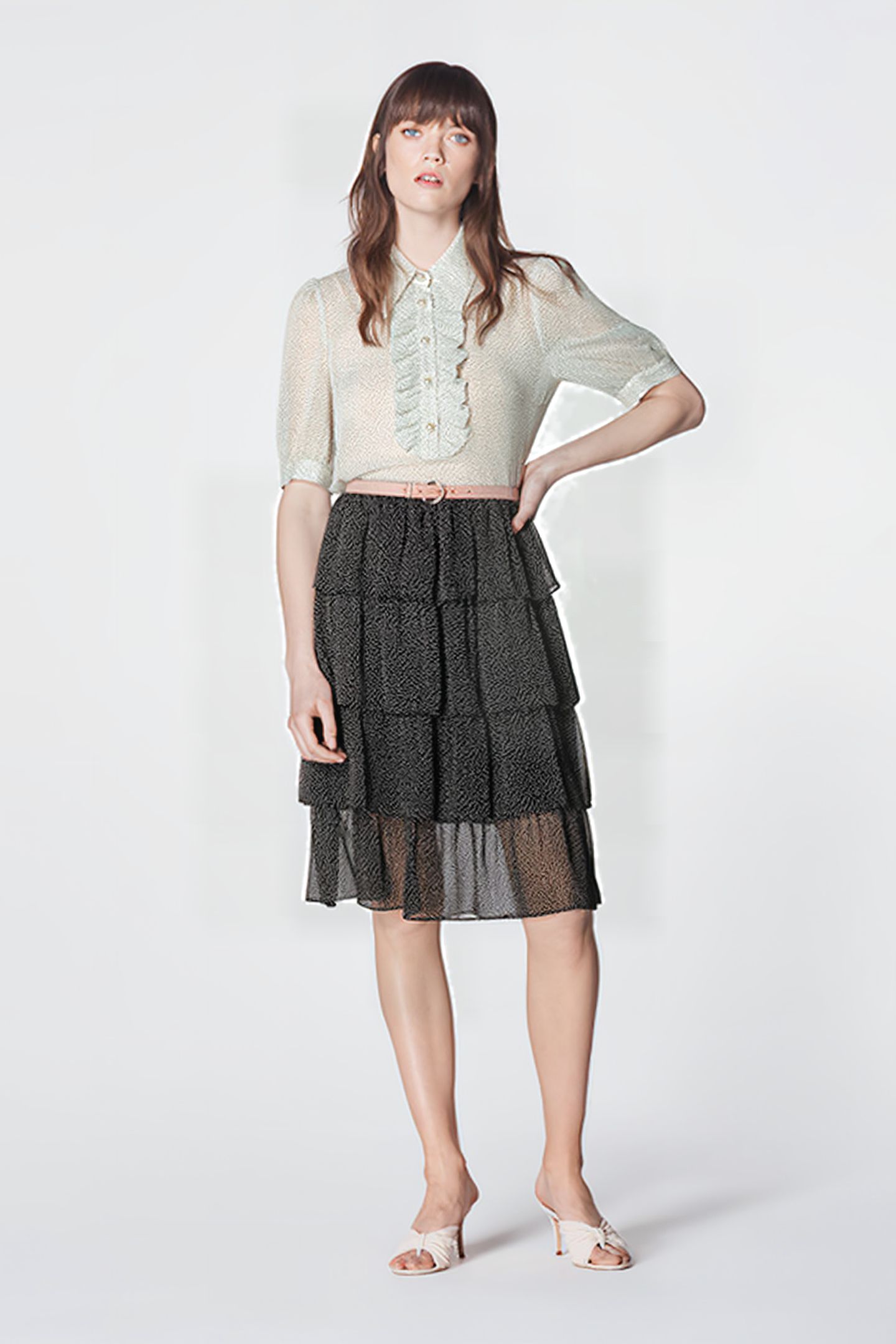 BETTY MIDI SKIRT BLACK/CREAM 1