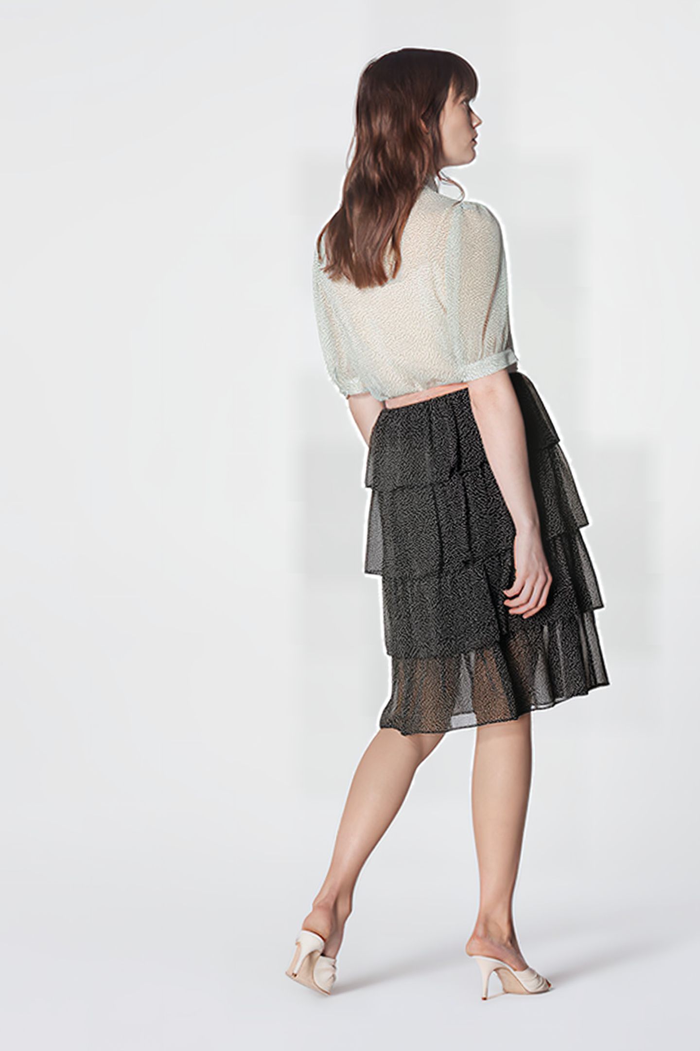BETTY MIDI SKIRT BLACK/CREAM 2