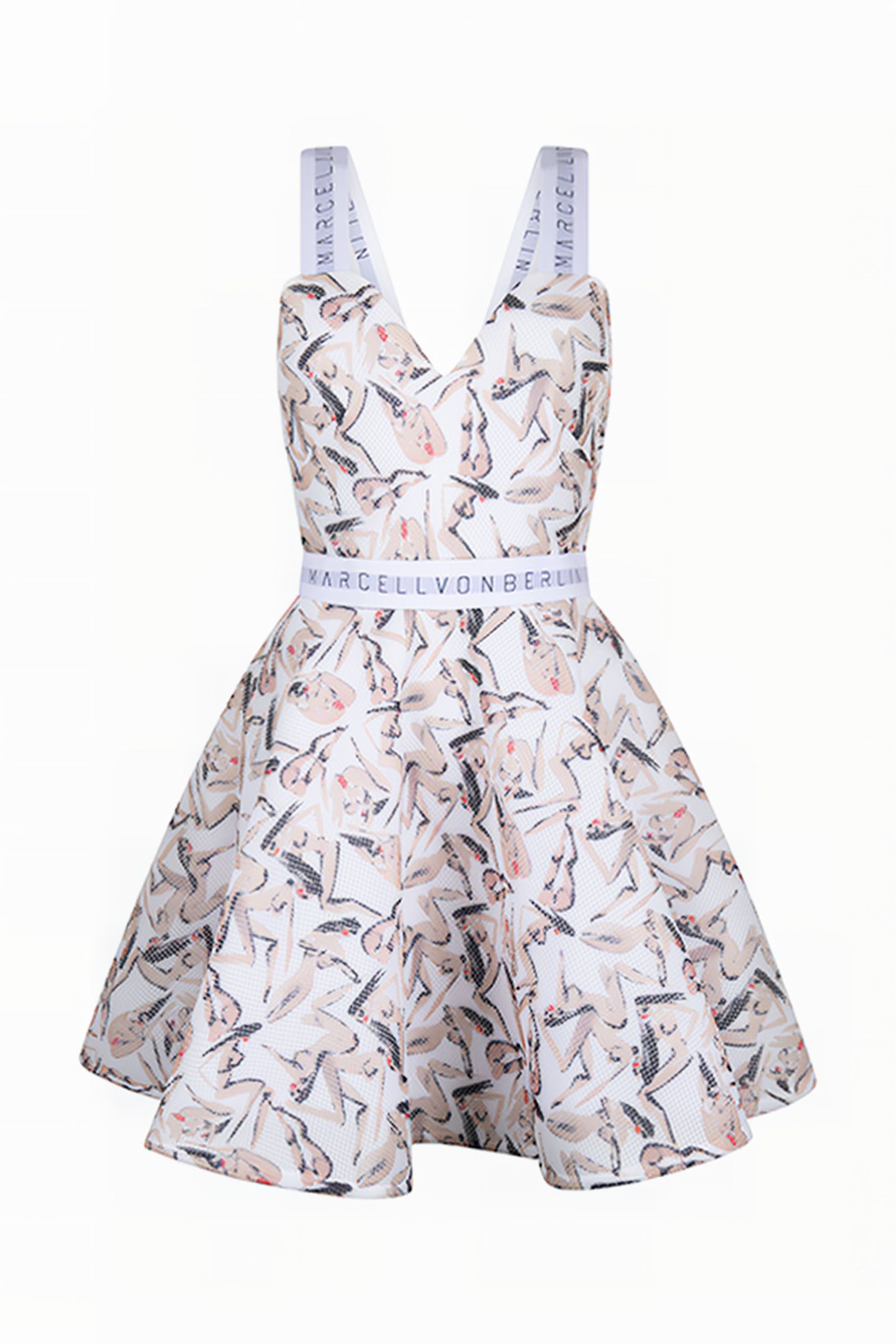 WOMENS MVB ICONIC SKATER DRESS PRINT / WHITE 1