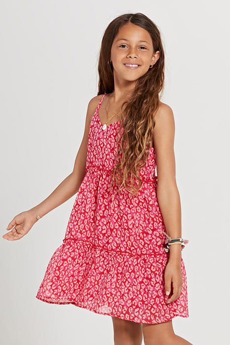 GIRLS JAKARTA DRESS TROPICAL TIGER CHILI RED 3