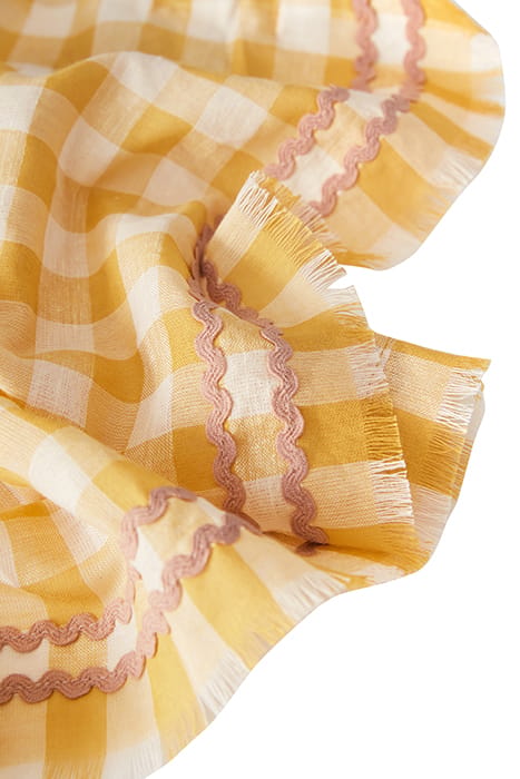 GINGHAM COTTON LINEN SCARF YELLOW MLT 2