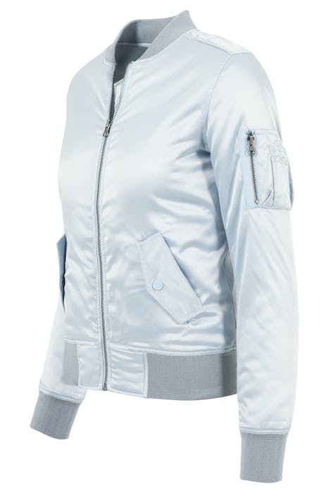 LADIES SATIN BOMBER JACKET BABYBLUE 10