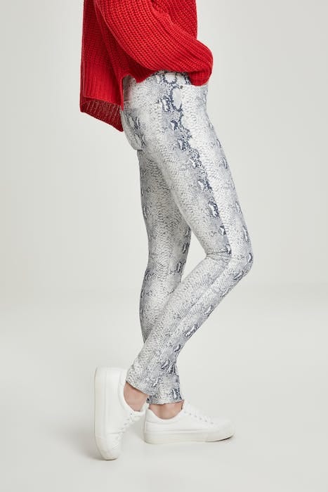 LADIES ANIMAL STRETCH TWILL SKINNY PANTS OFFWHITE SNAKE 5