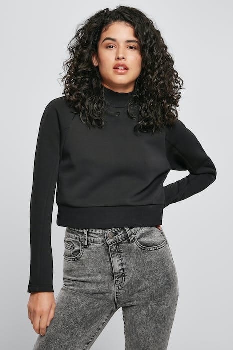 LADIES INTERLOCK SHORT TURTLENECK CREW BLACK 1