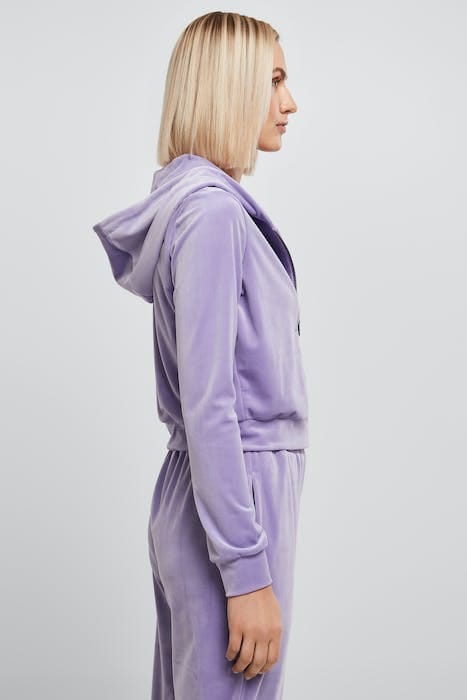 LADIES SHORT VELVET ZIP HOODY LAVENDER 5