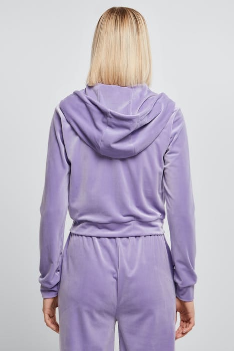 LADIES SHORT VELVET ZIP HOODY LAVENDER 3
