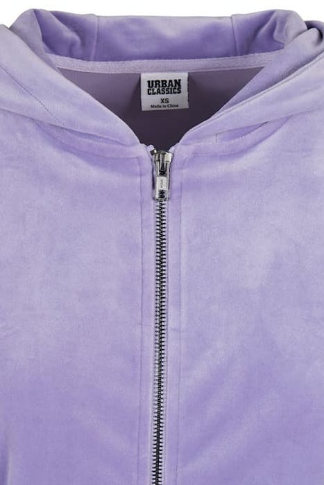LADIES SHORT VELVET ZIP HOODY LAVENDER 7
