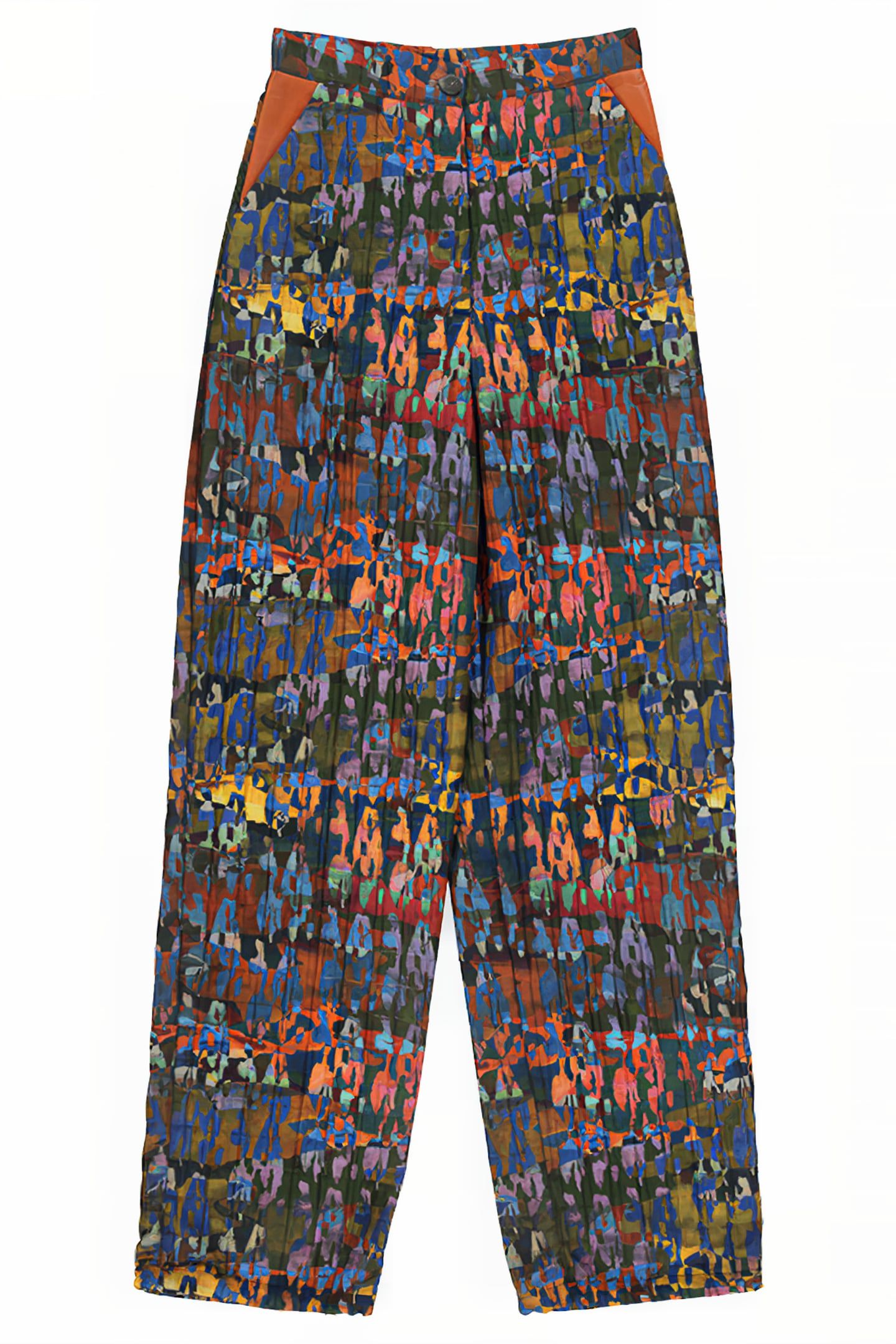 WOMEN'S WIDE LEG CAMOU PANTS WITH LEATHER POCKETS CAMOU PRIN 1
