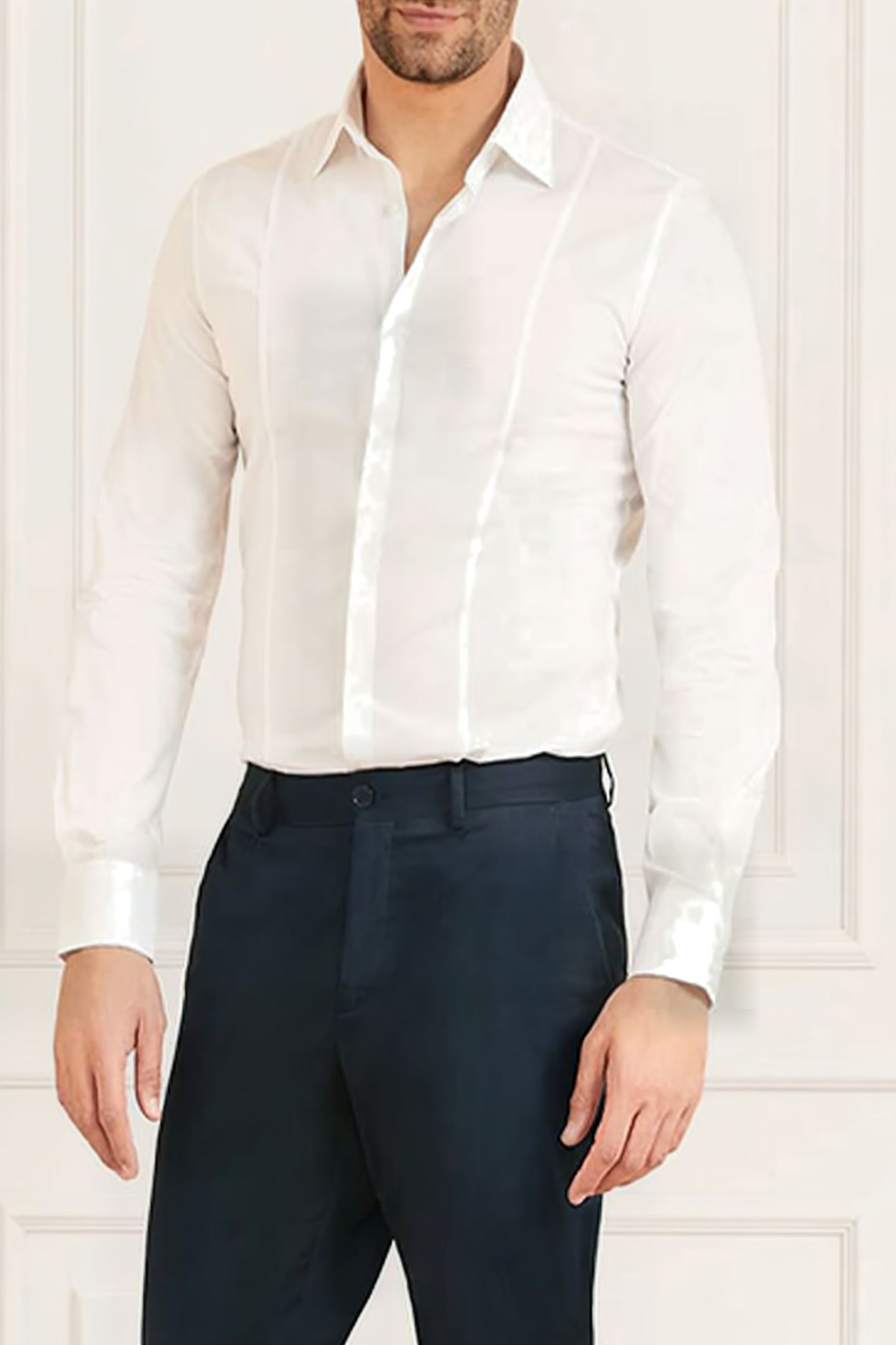 GUESS ECO OLIVER IT COLLAR ROUNDED CUFF PURE WHITE 5