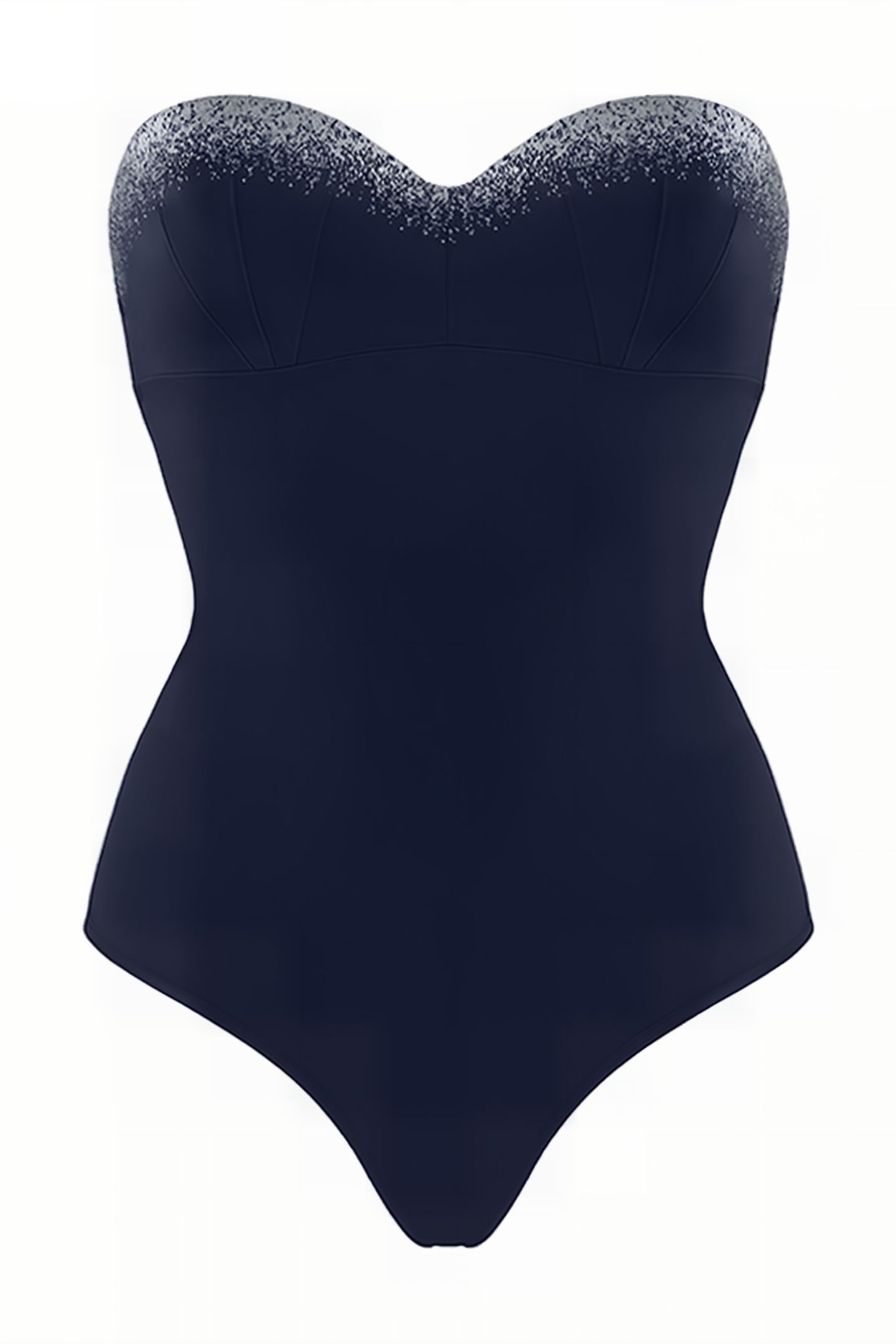 ISHTAR MIDNIGHT BLUE AND SILVER STRAPLESS BATHING SUIT 5