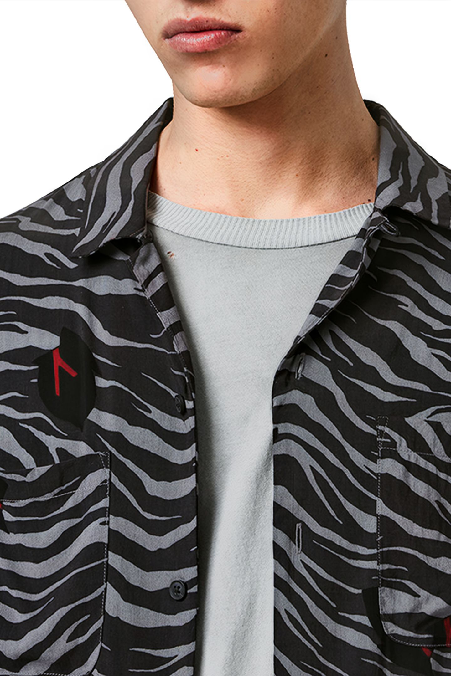 LAZARO LS SHIRT GREY/JET BLACK 6