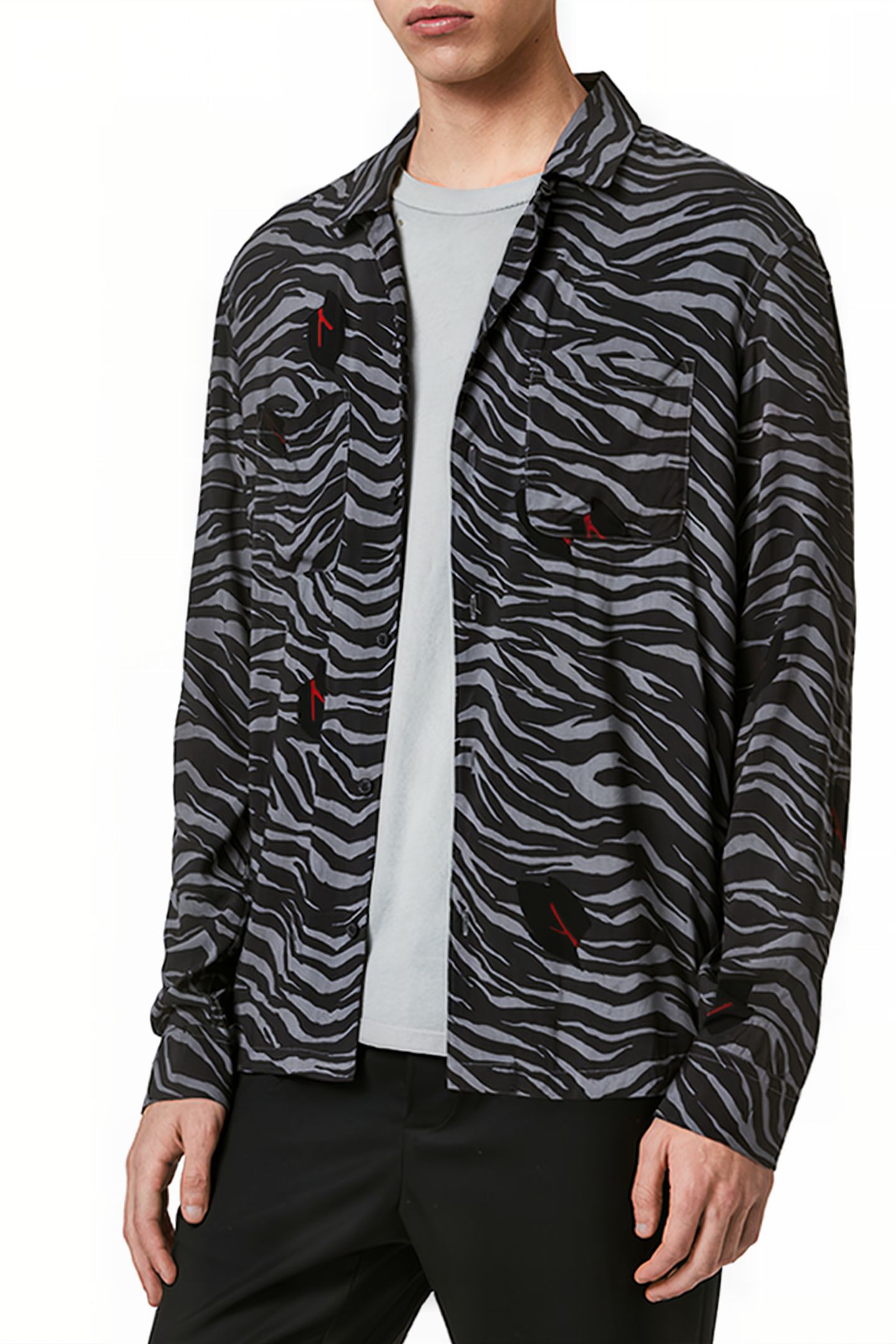 LAZARO LS SHIRT GREY/JET BLACK 2