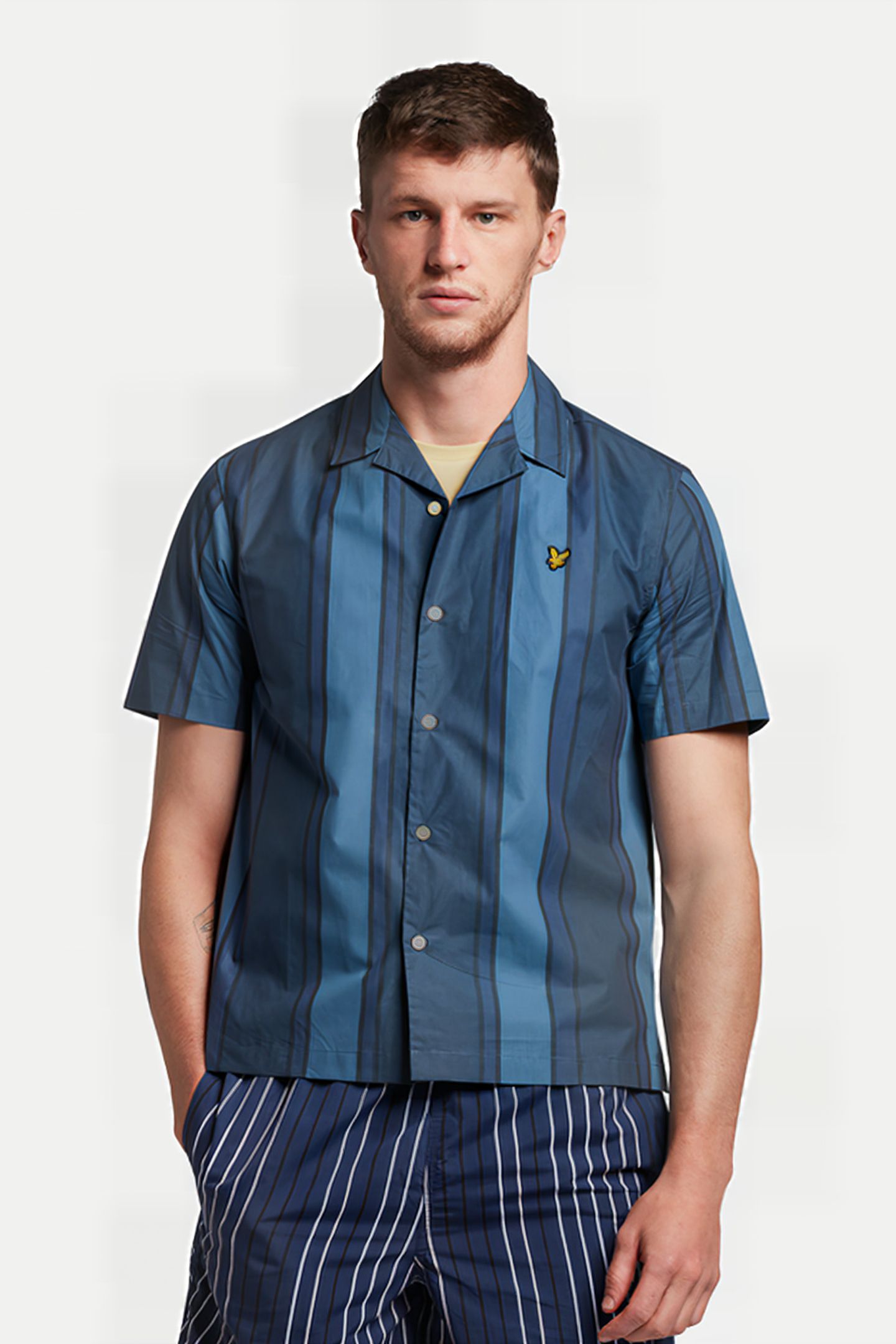VERTICAL STRIPE RESORT SHIRT SLATE BLUE/ NAVY 1
