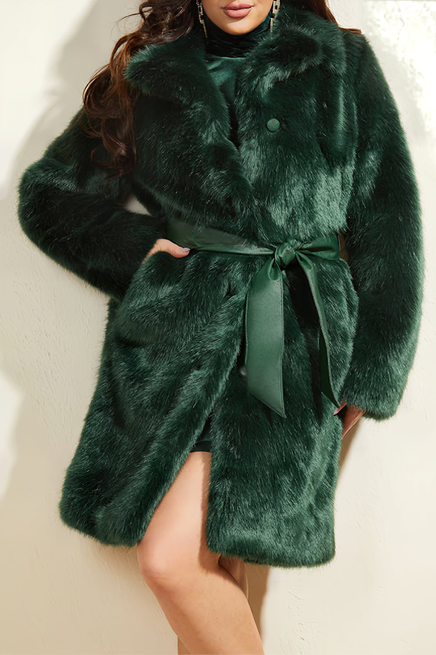 MARCIANO BY GUESS MATILDA COAT JET BLACK FAUX FUR 1