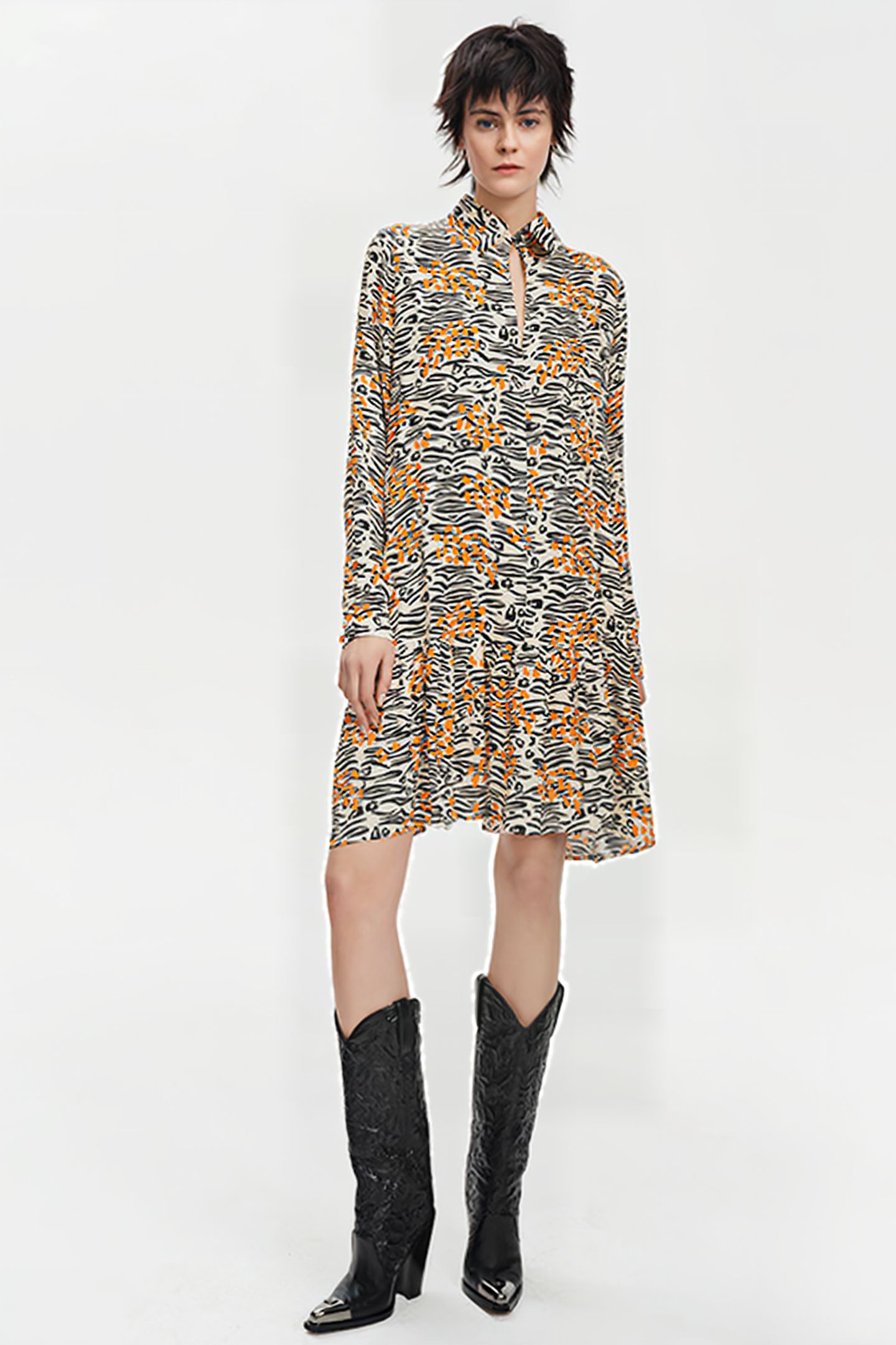 VOLANT DRESS WILD PRINT ORANGE 1