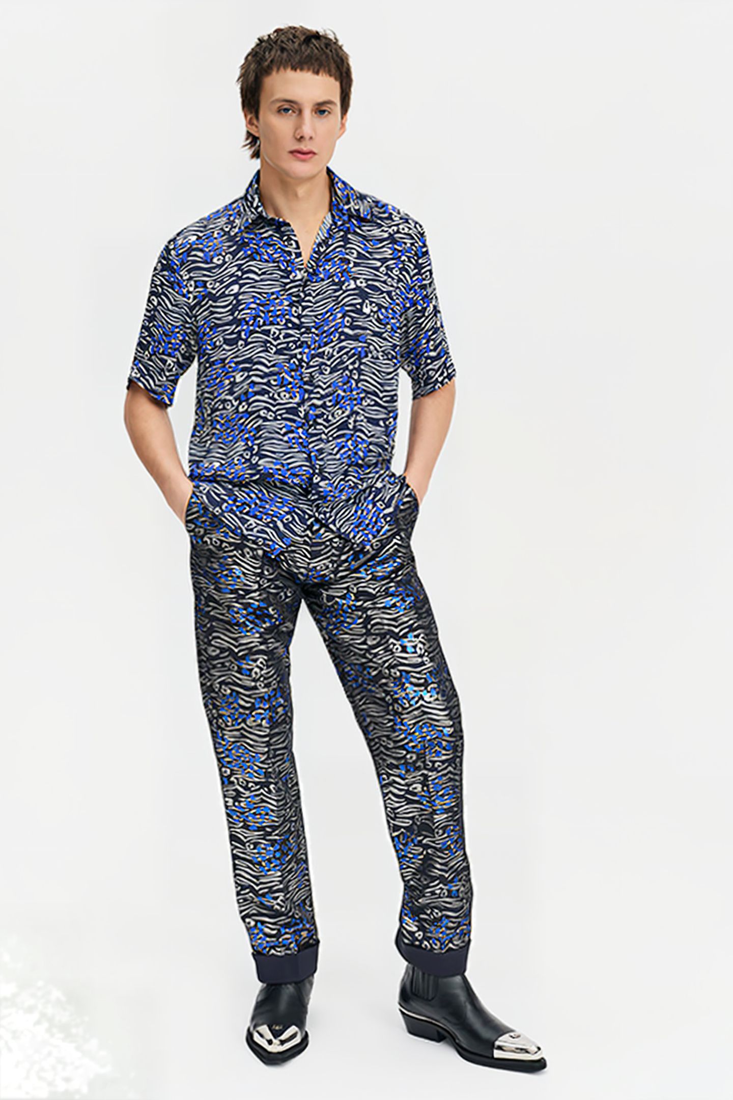 PRINTED SHORT-SLEEVE SHIRT WILD PRINT GRAY 2