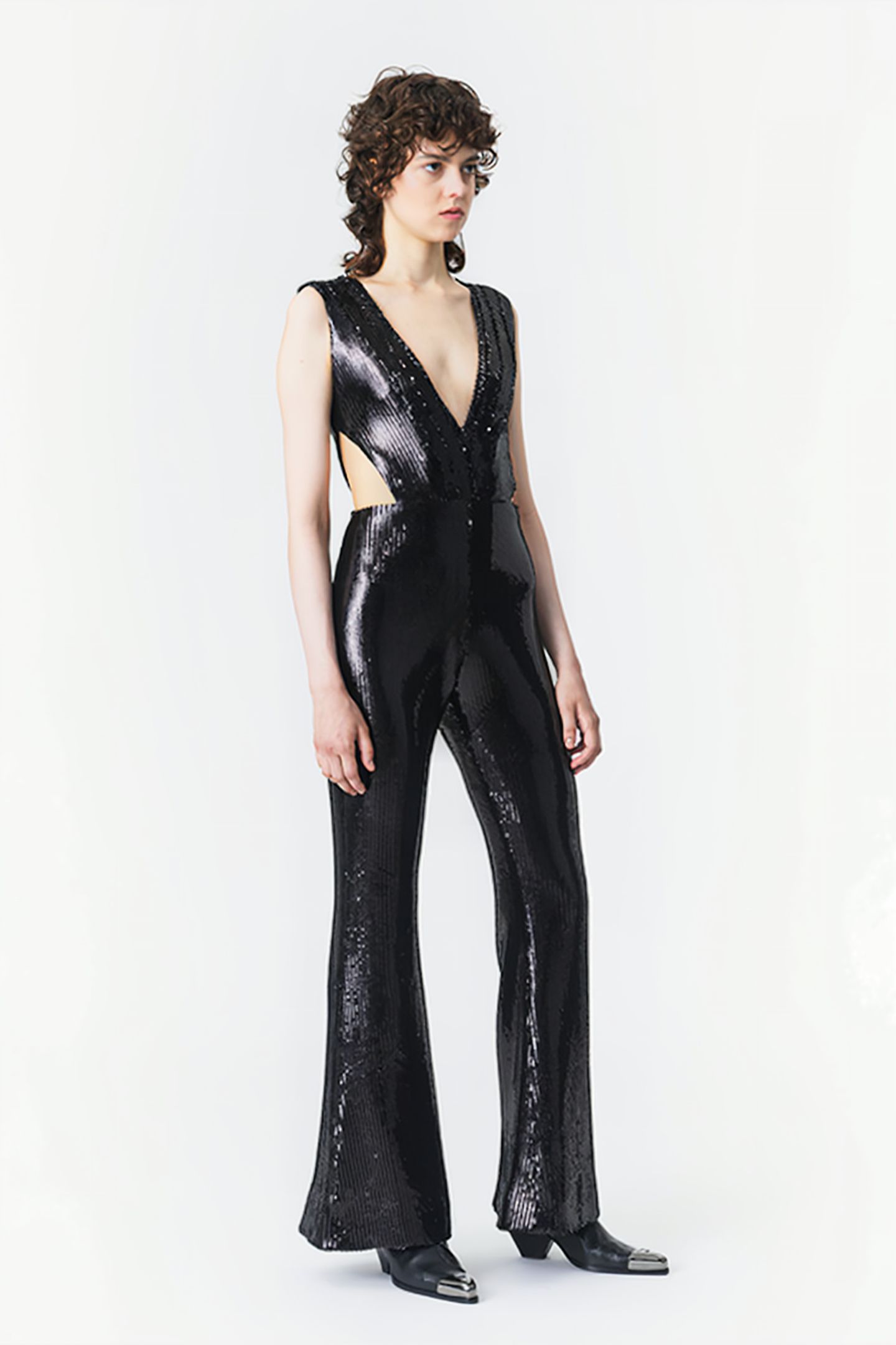 WOMEN‘S SEQUIN CUT-OUT OVERALL BLACK 3