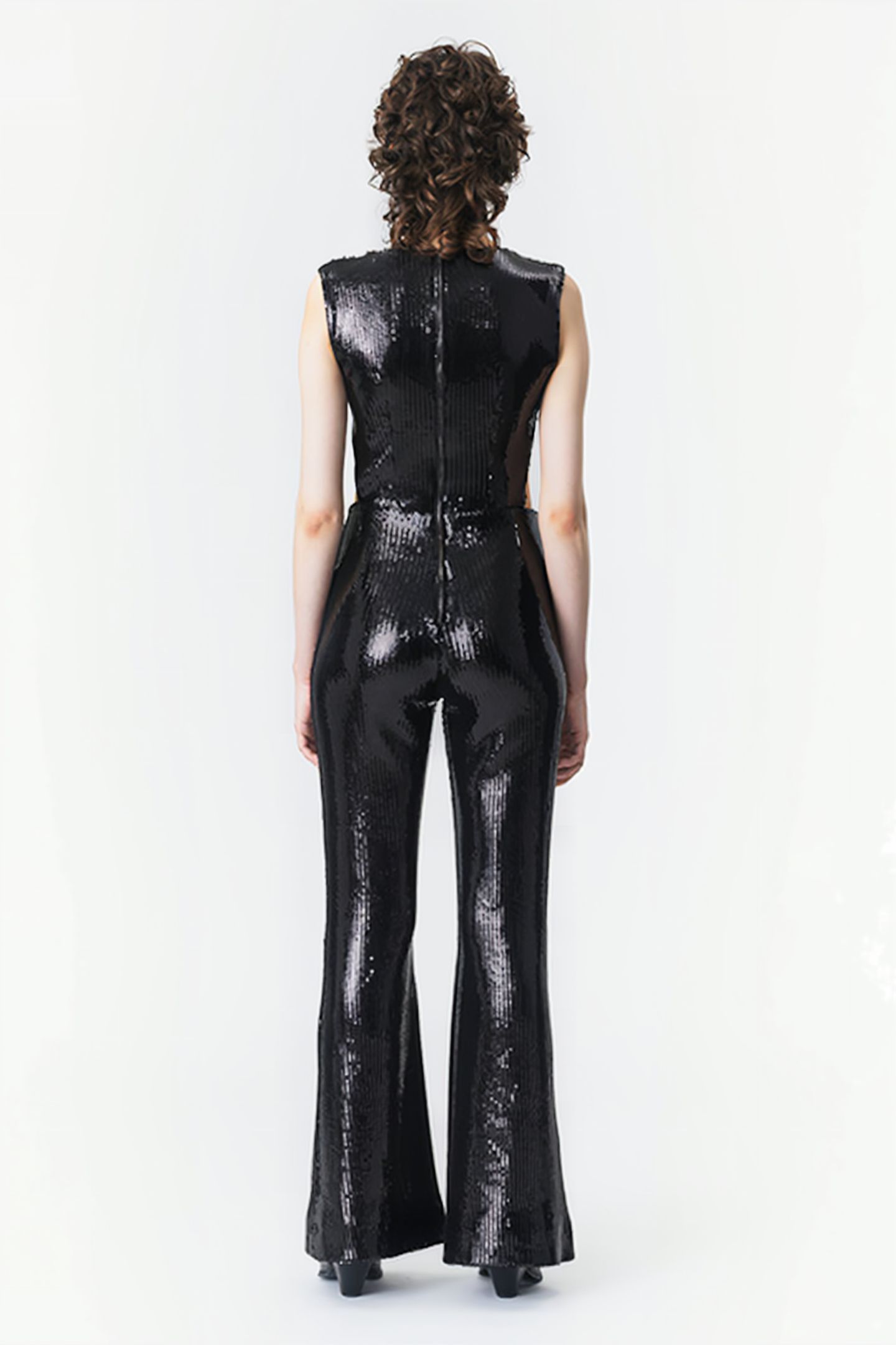 WOMEN‘S SEQUIN CUT-OUT OVERALL BLACK 2