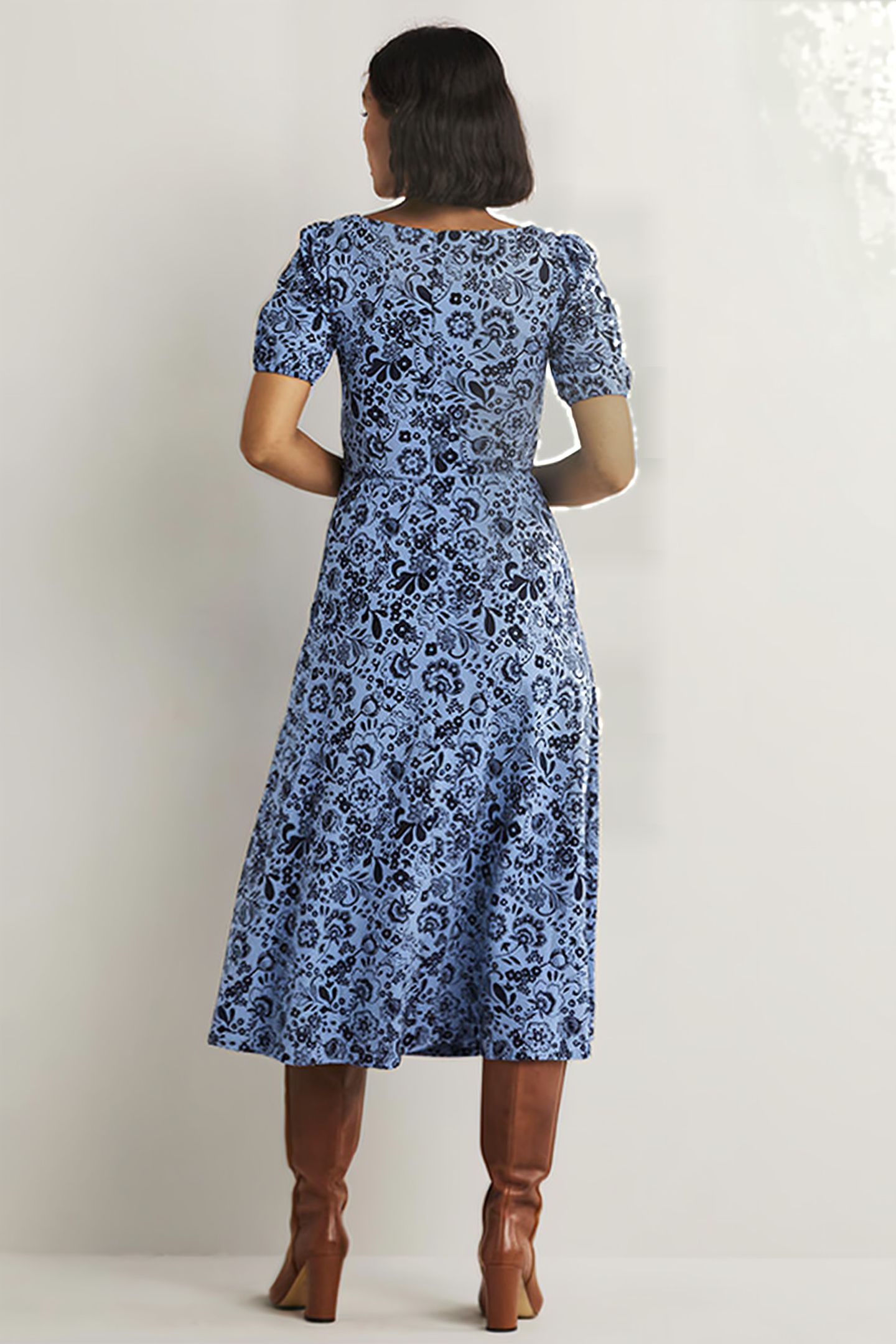 SHORT SLEEVE JERSEY MIDI DRESS BLU 3