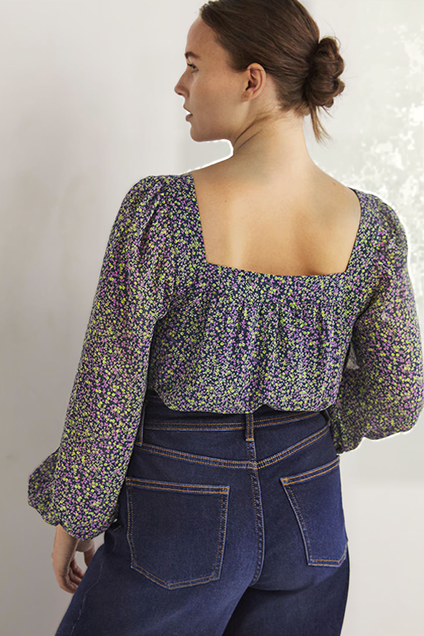SQUARE NECK PRINTED TOP GRN 2