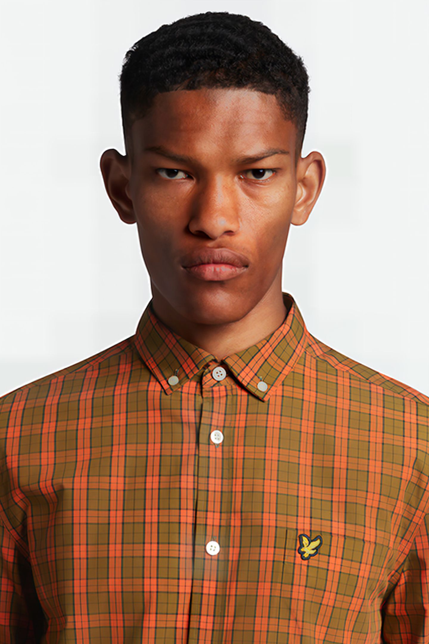 CHECK POPLIN SHIRT VICTORY ORANGE/OLIVE 4