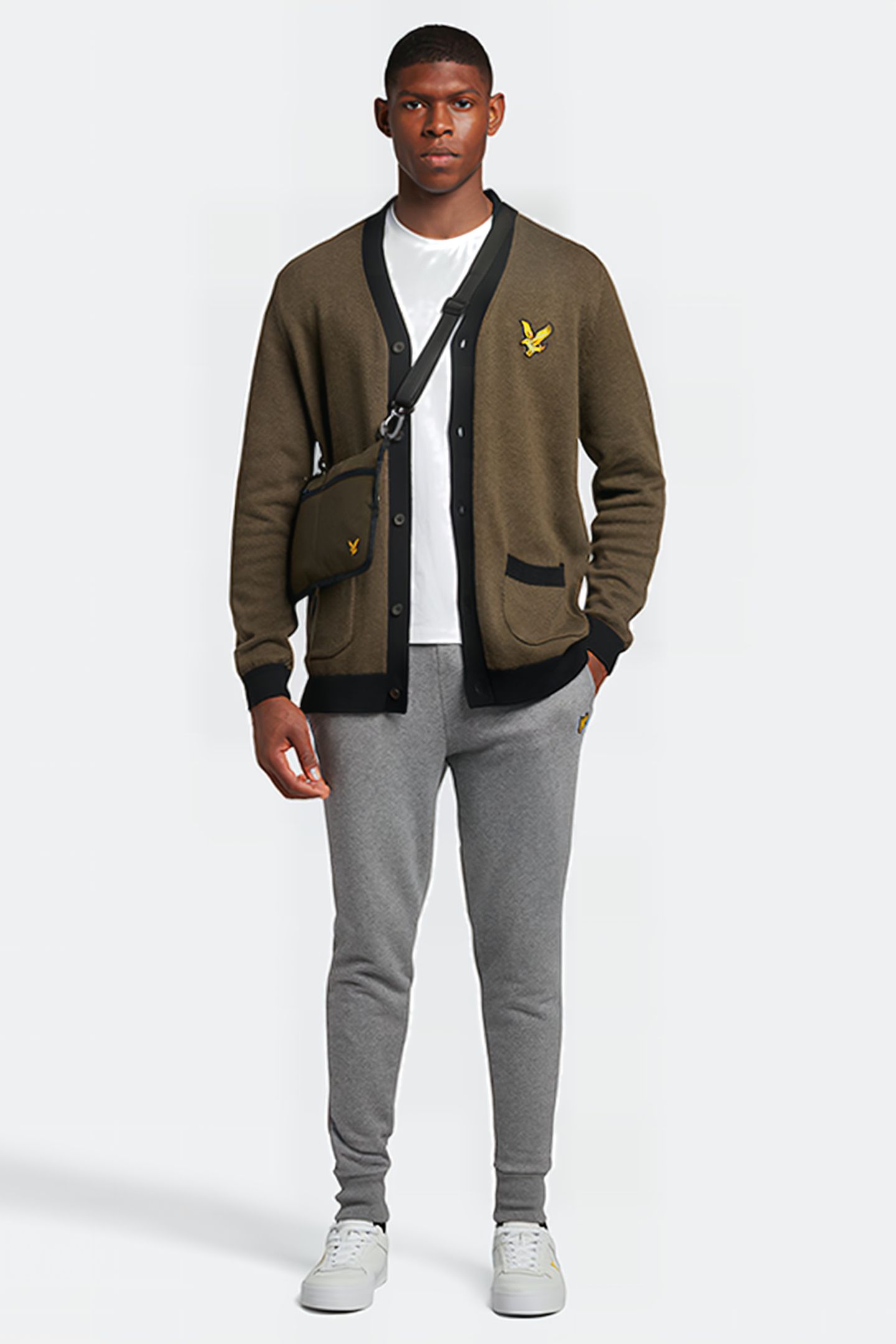 BLOCK MARL CARDIGAN OLIVE MARL/JET BLACK 3