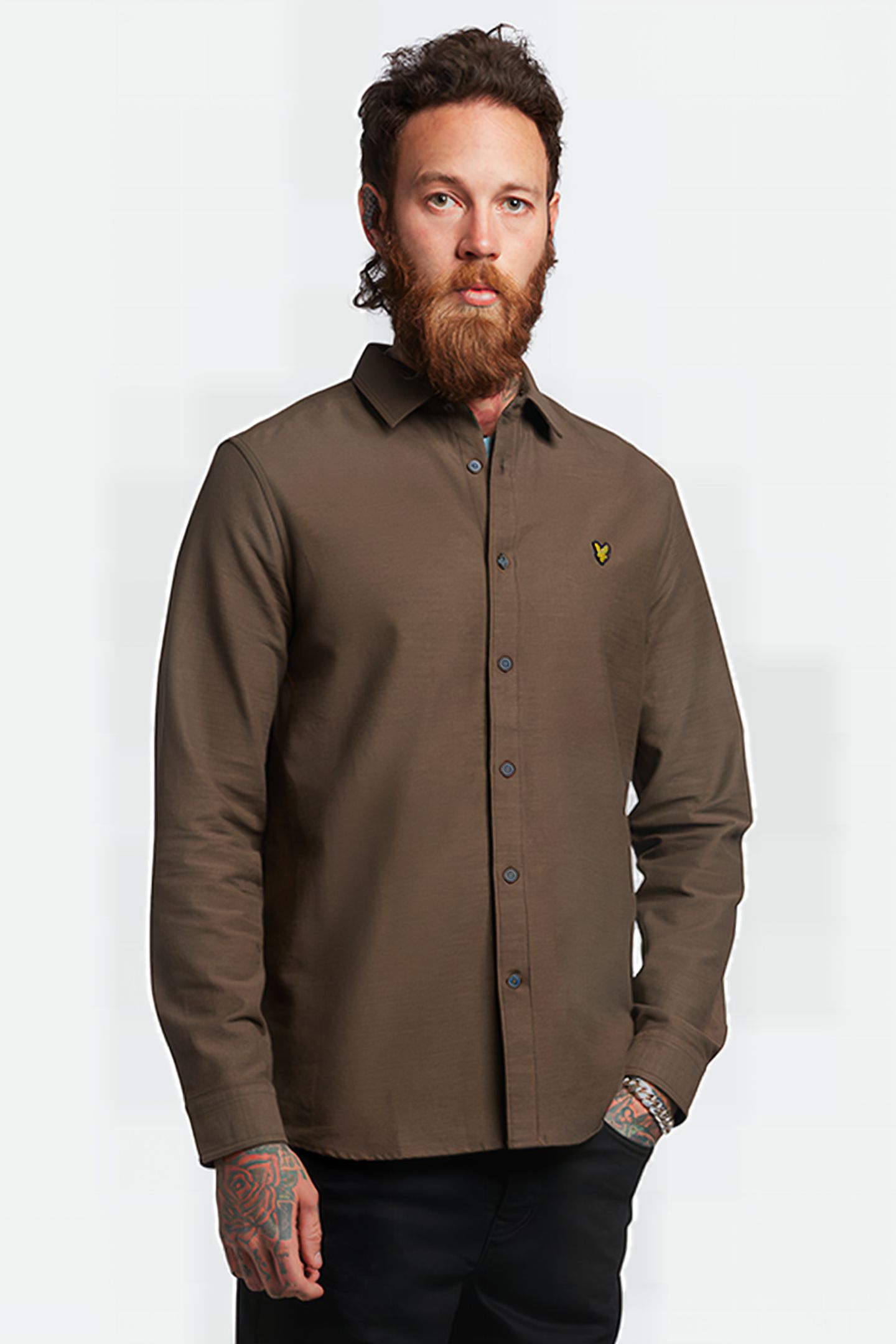 CHUNKY SLUB SHIRT FORM GREEN 1