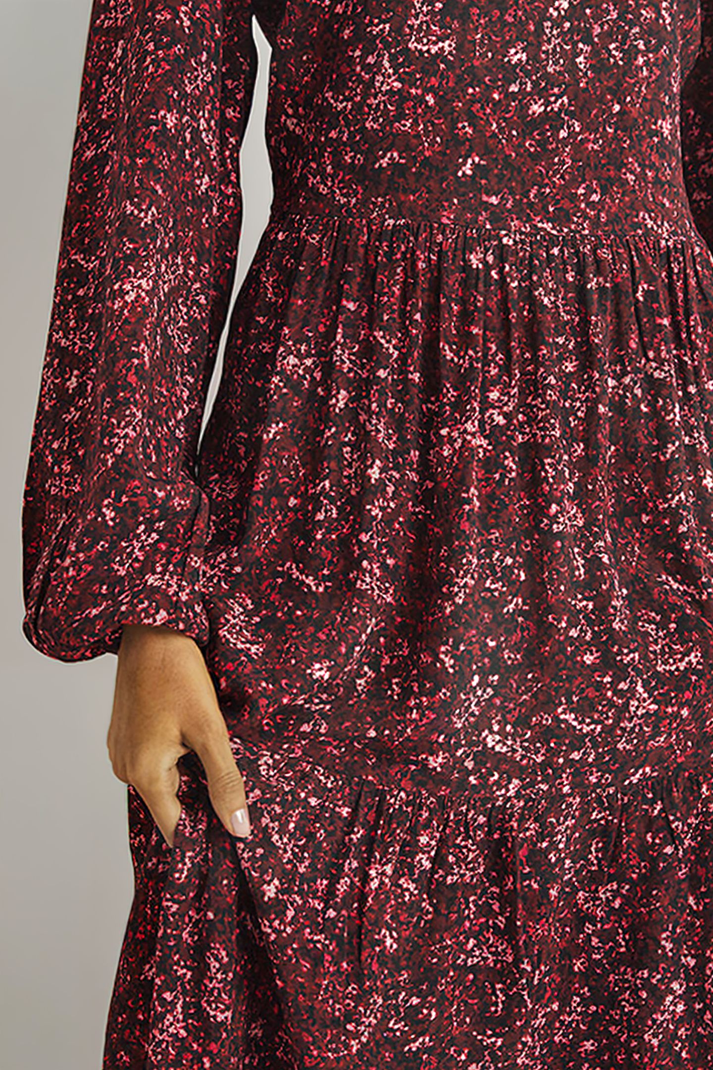 CREW NECK TIERED DRESS RED 4