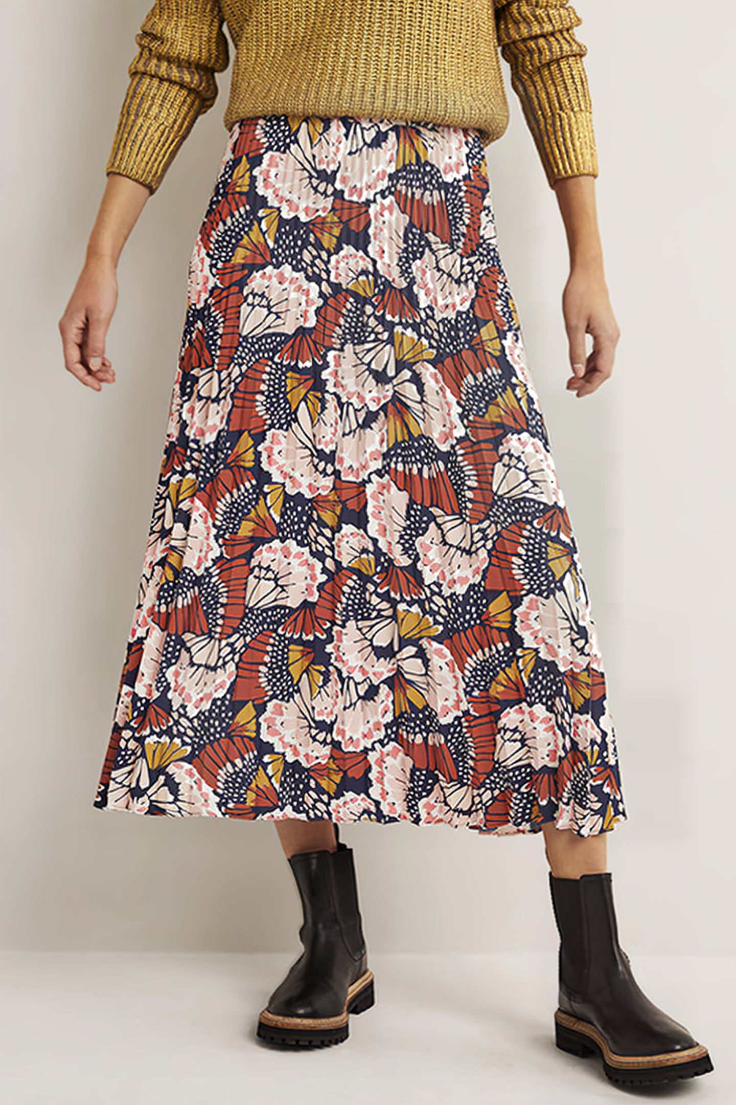PLEATED CREPE MIDI SKIRT MPT 1