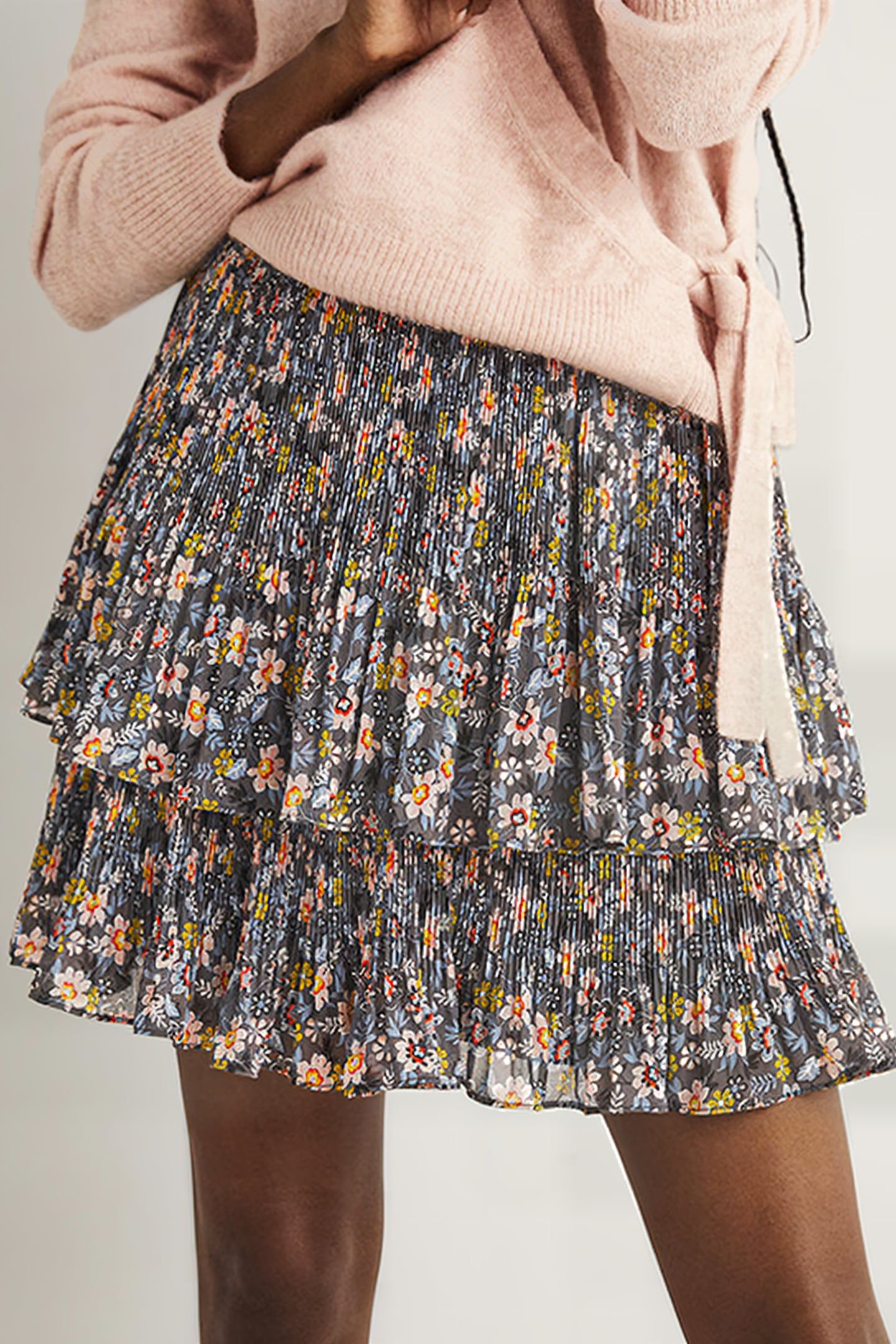 PLISSE MINI SKIRT GRY 1