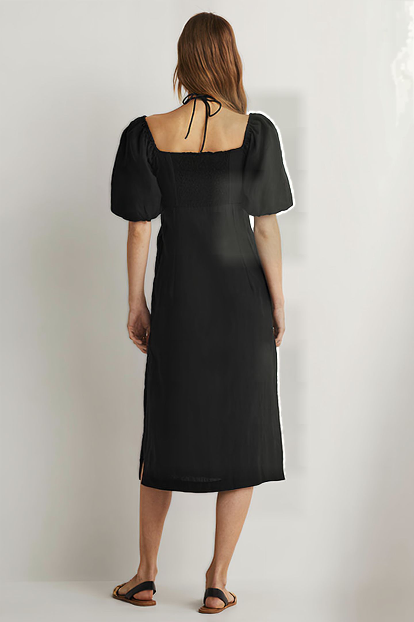 HALTERNECK CUTOUT COLUMN DRESS BLK 2