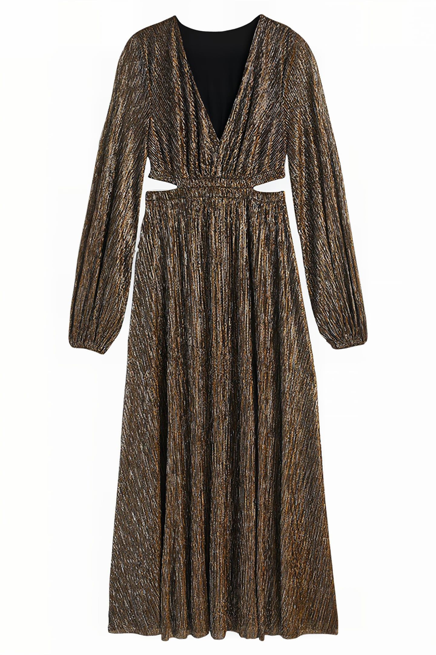 METALLIC CUT-OUT MAXI DRESS GLD 5
