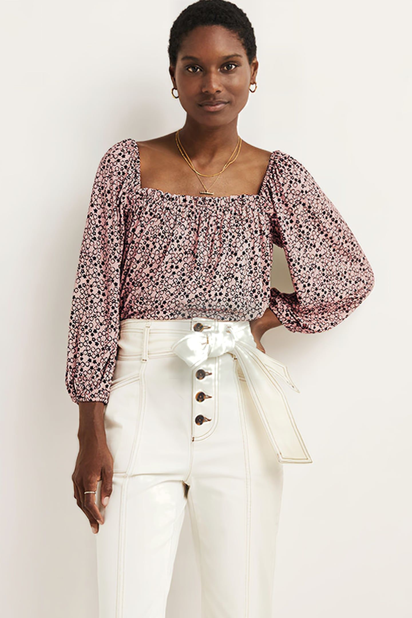 SQUARE NECK SWING JERSEY TOP PNK 1