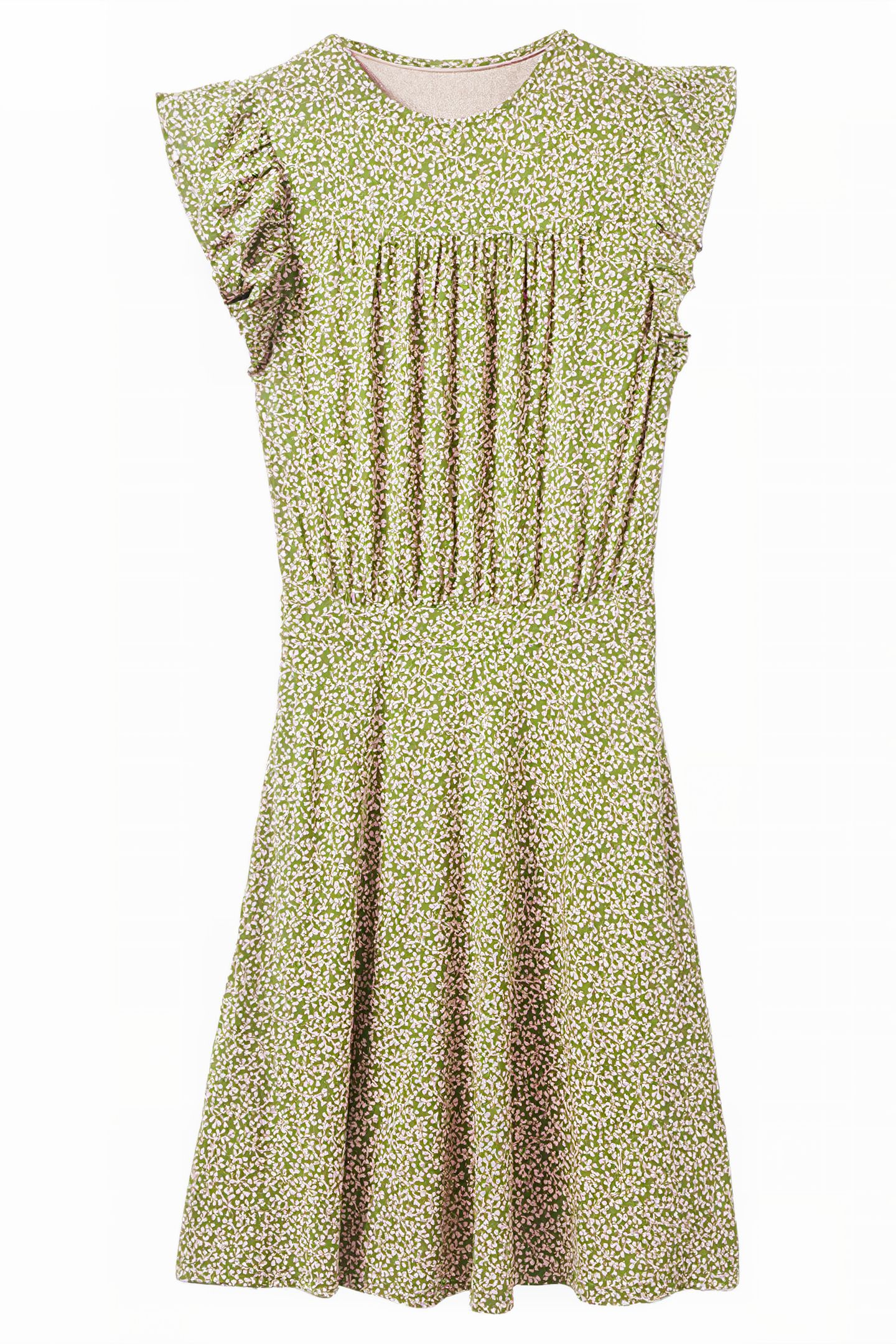 RUFFLE PRINTED MINI DRESS GRN 5