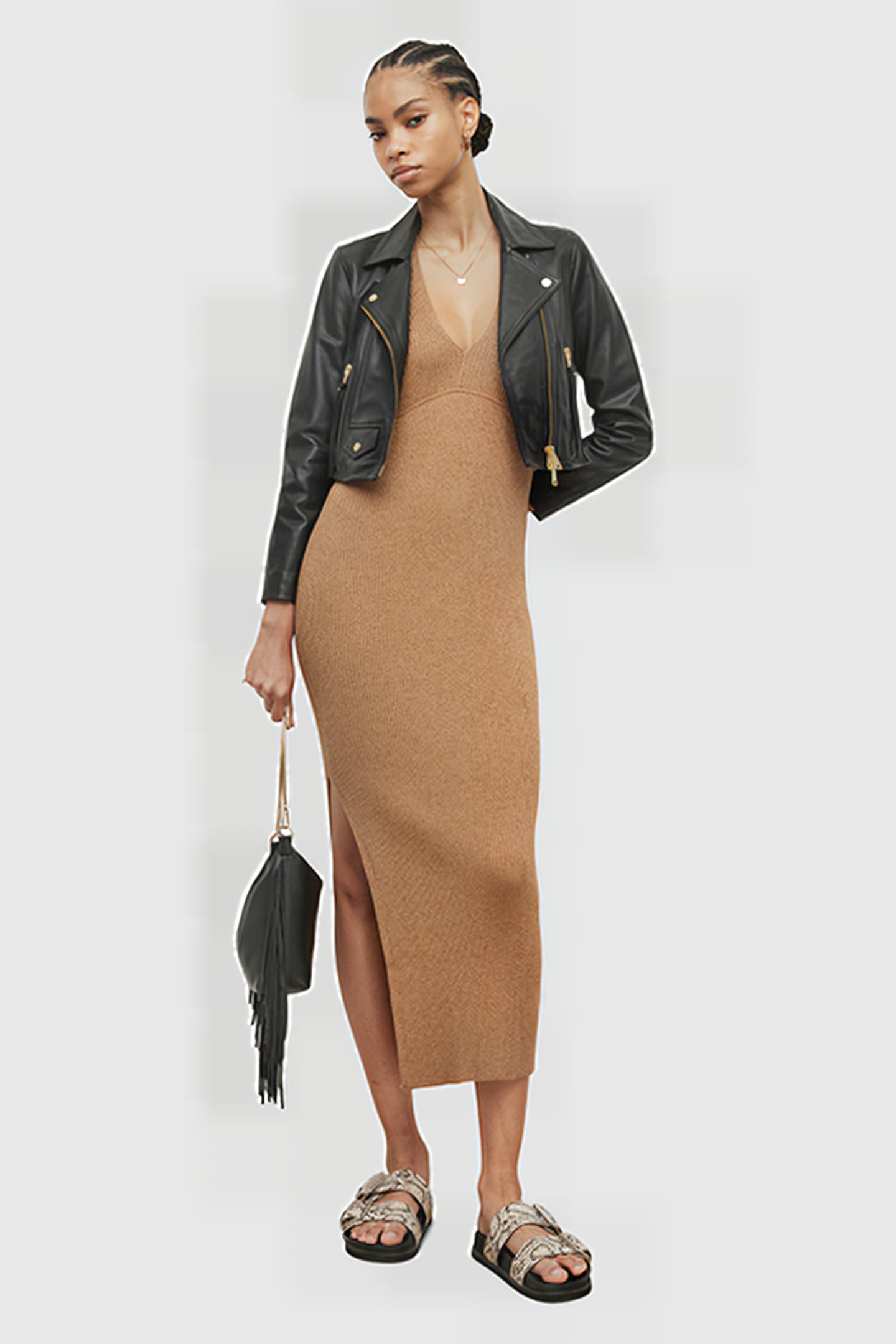 LEXI HALTER DRESS PRALINE METALLIC 3