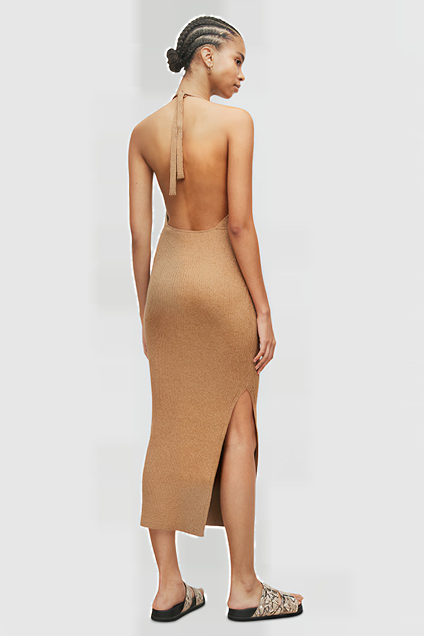 LEXI HALTER DRESS PRALINE METALLIC 2