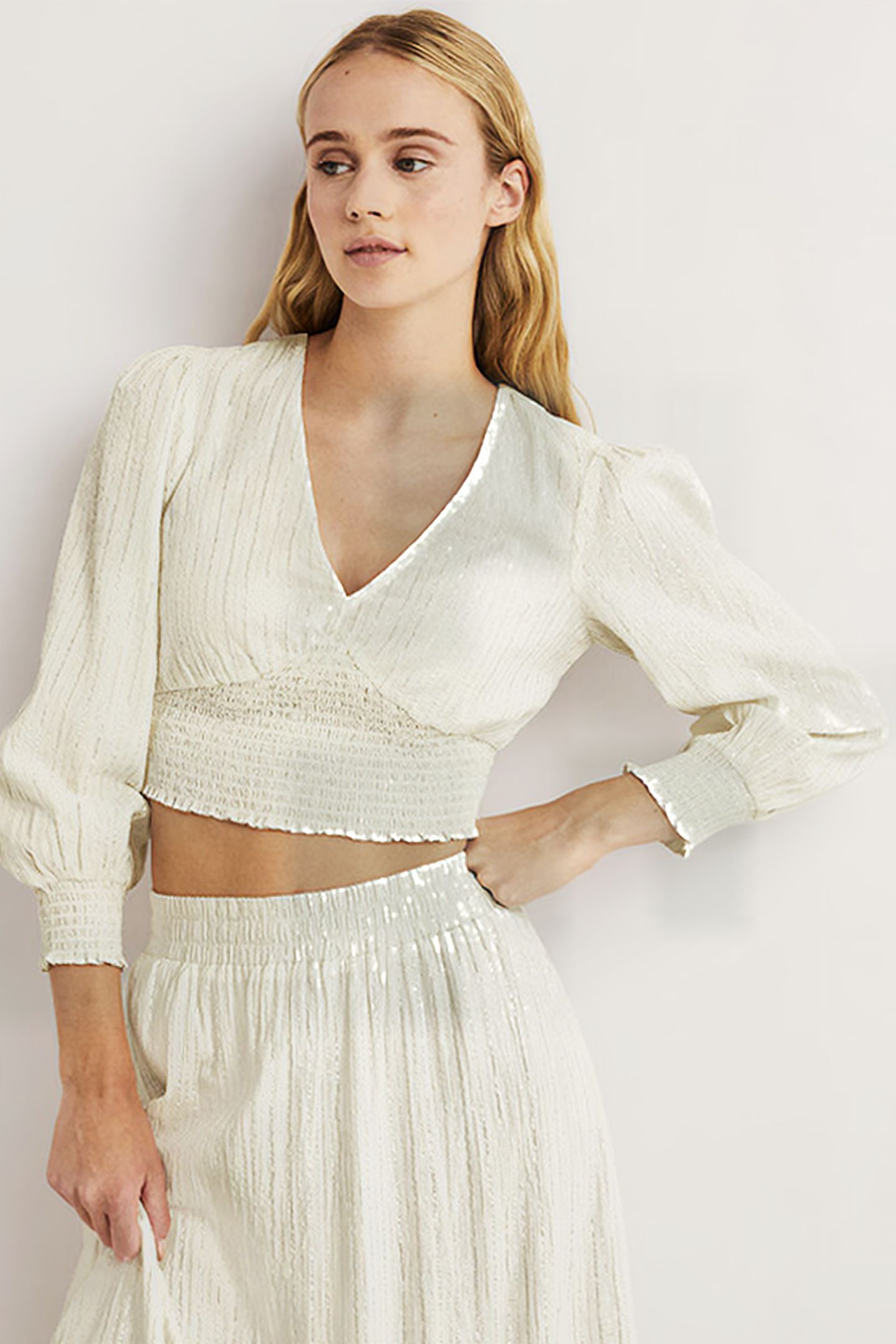 LUREX SMOCKED CROP TOP IVO 1