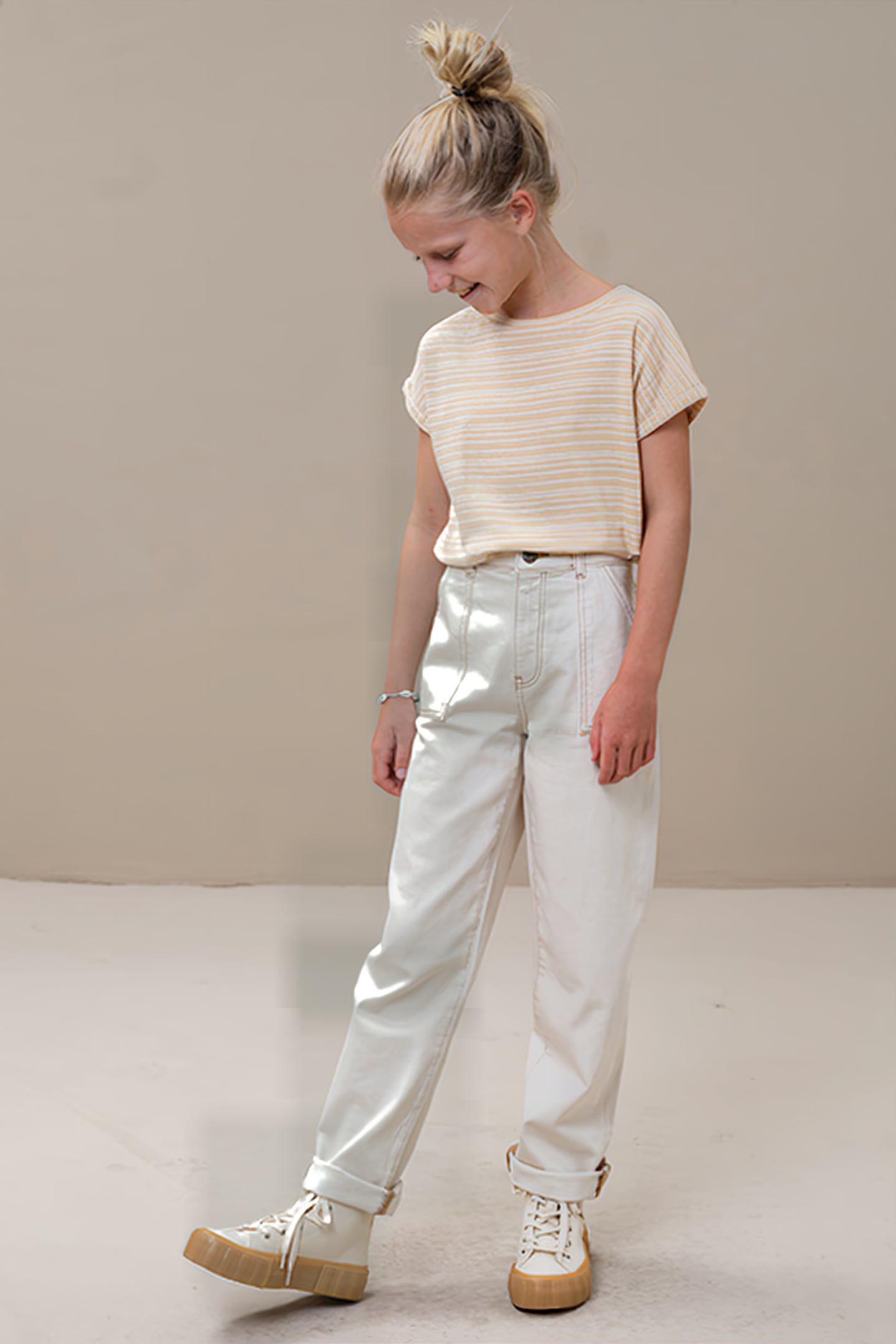 GIRLS SMILEY RAW PANT OFF WHITE 2