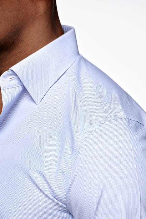 Mid Blue Striped Poplin Slim Fit Shirt 6