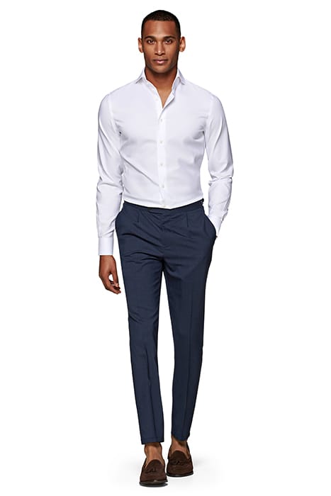 BLUE CHECKED PLEATED AMES TROUSERS 4