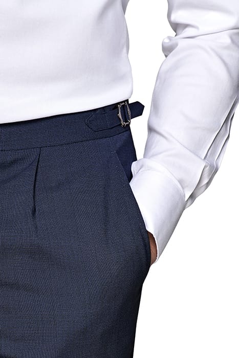 BLUE CHECKED PLEATED AMES TROUSERS 6
