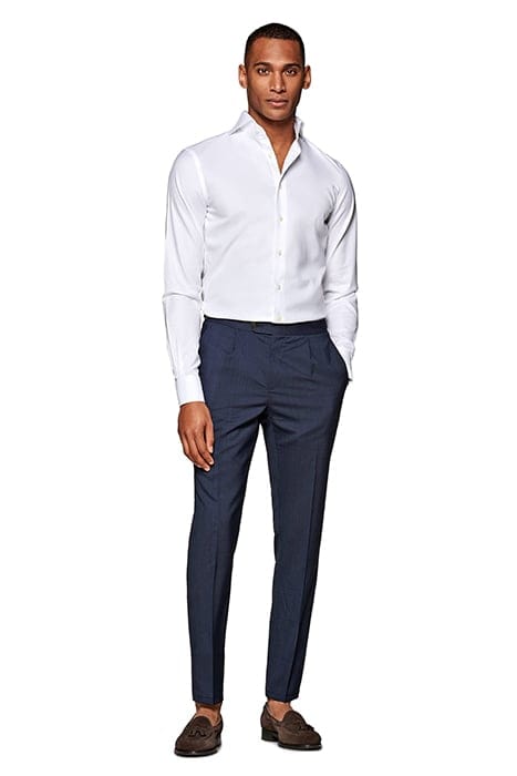 BLUE CHECKED PLEATED AMES TROUSERS 5