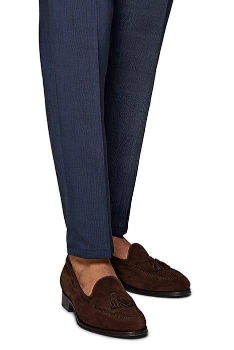 BLUE CHECKED PLEATED AMES TROUSERS 8
