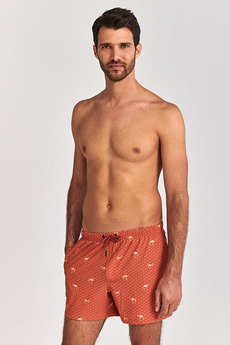 MEN SWIM SHORT DESERT CAMEL 4-WAY STRETCH RUST BROWN 2