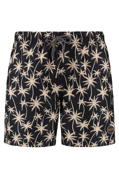 MEN SWIM SHORT VACATION PALMTREES MICRO PEACH BLACK 1