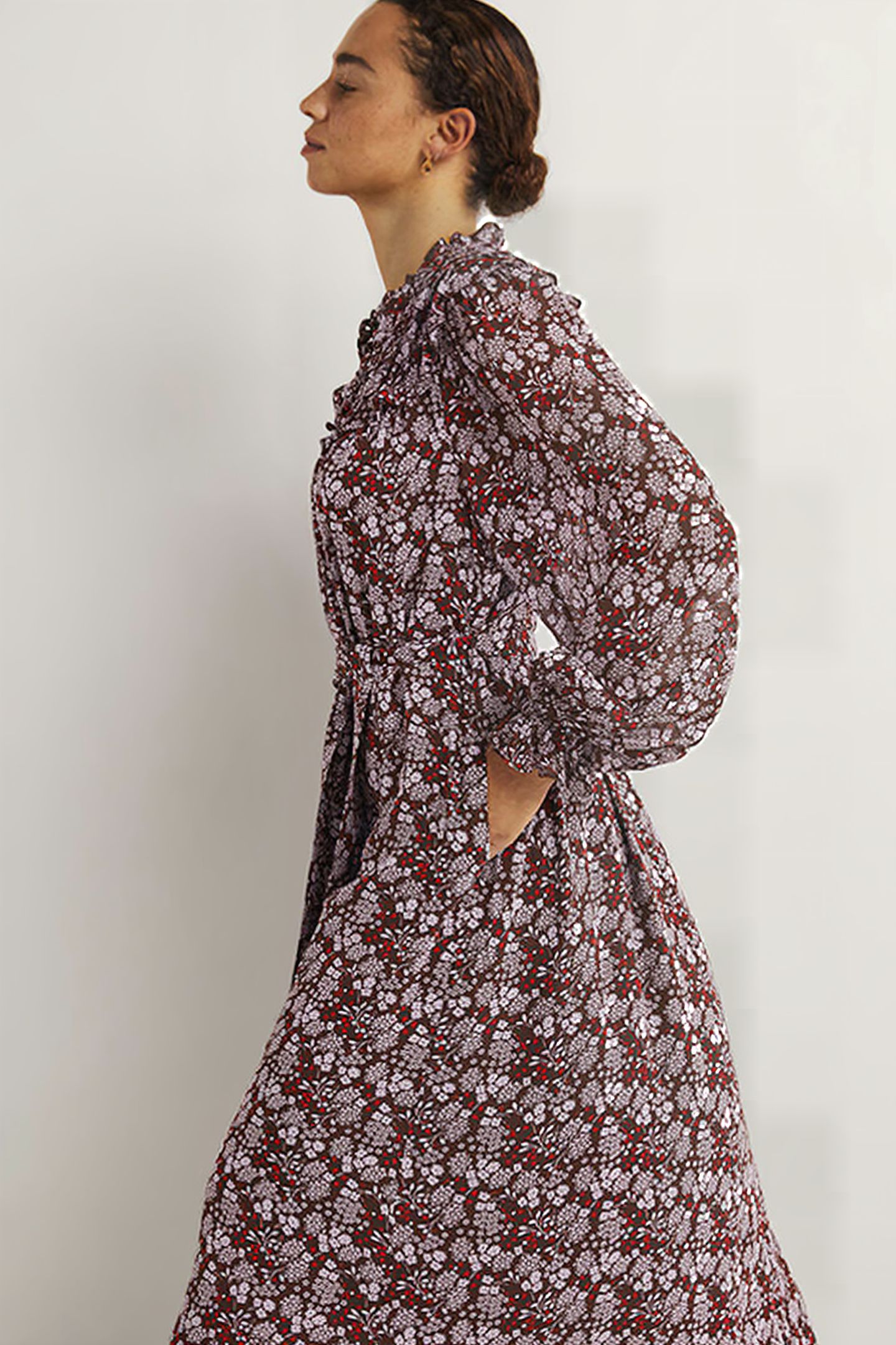 RUFFLE YOKE MIDI SHIRT DRESS PRP 3