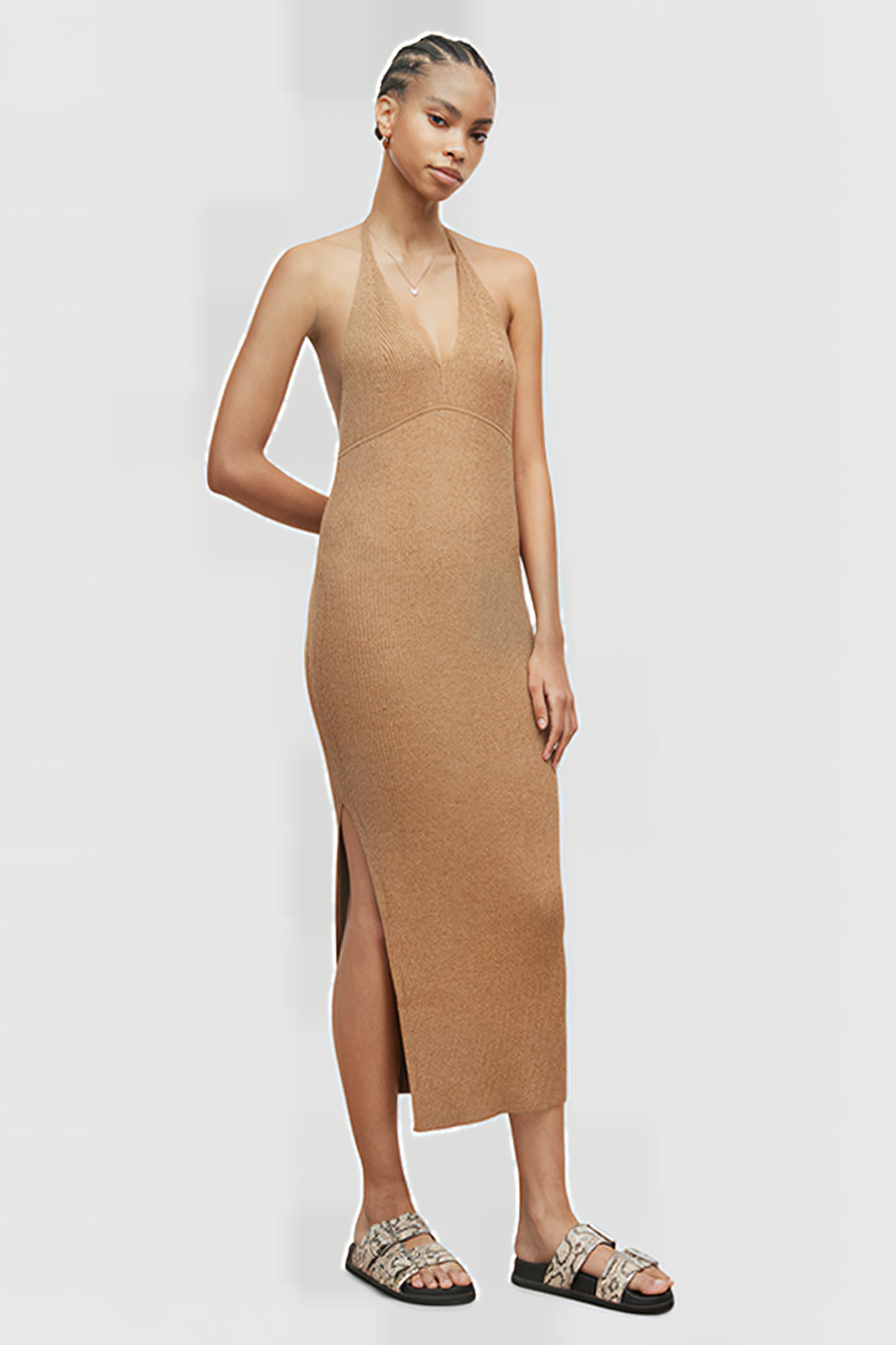 LEXI HALTER DRESS PRALINE METALLIC 6