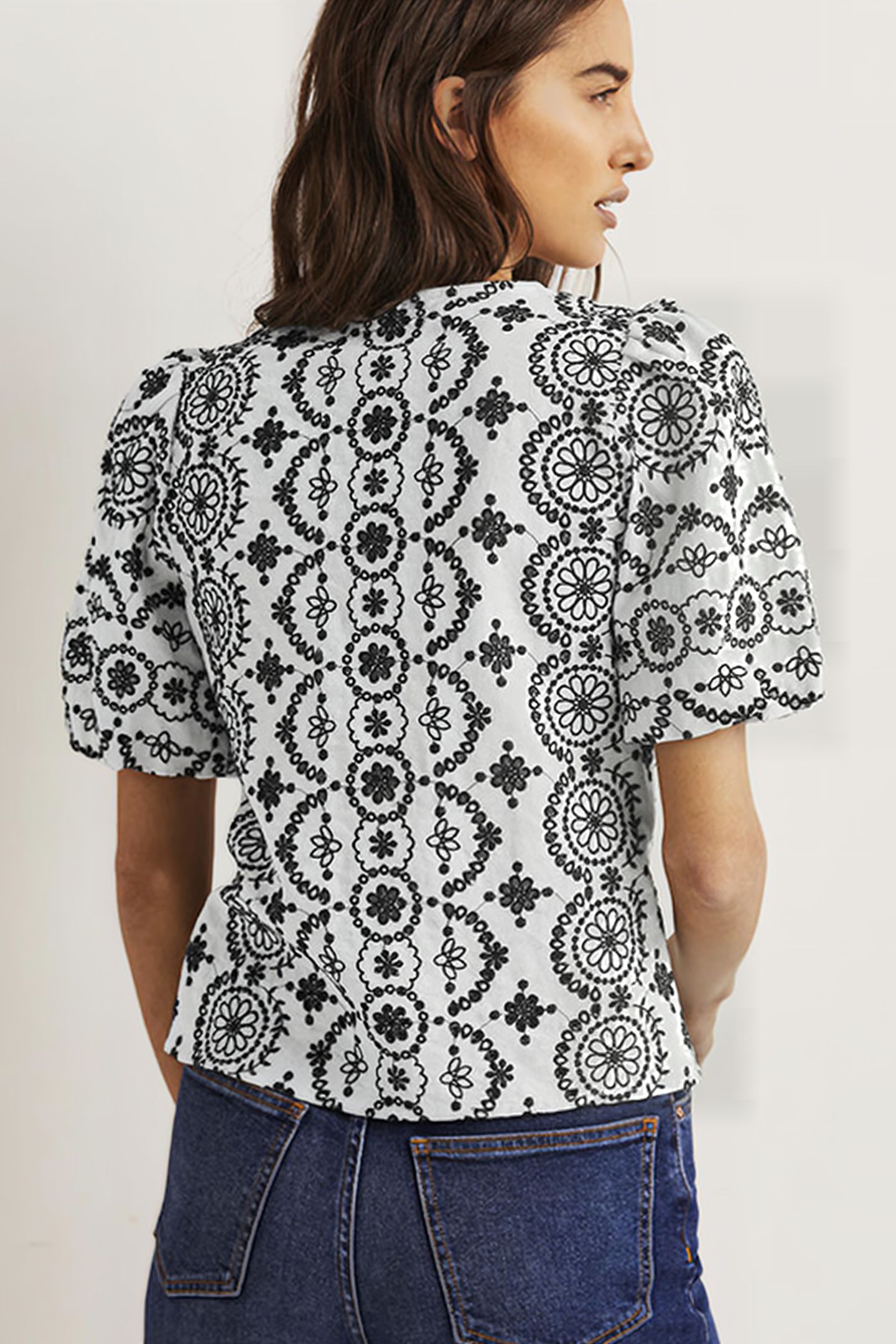 PUFF SLEEVE BUTTON BLOUSE WHT 2