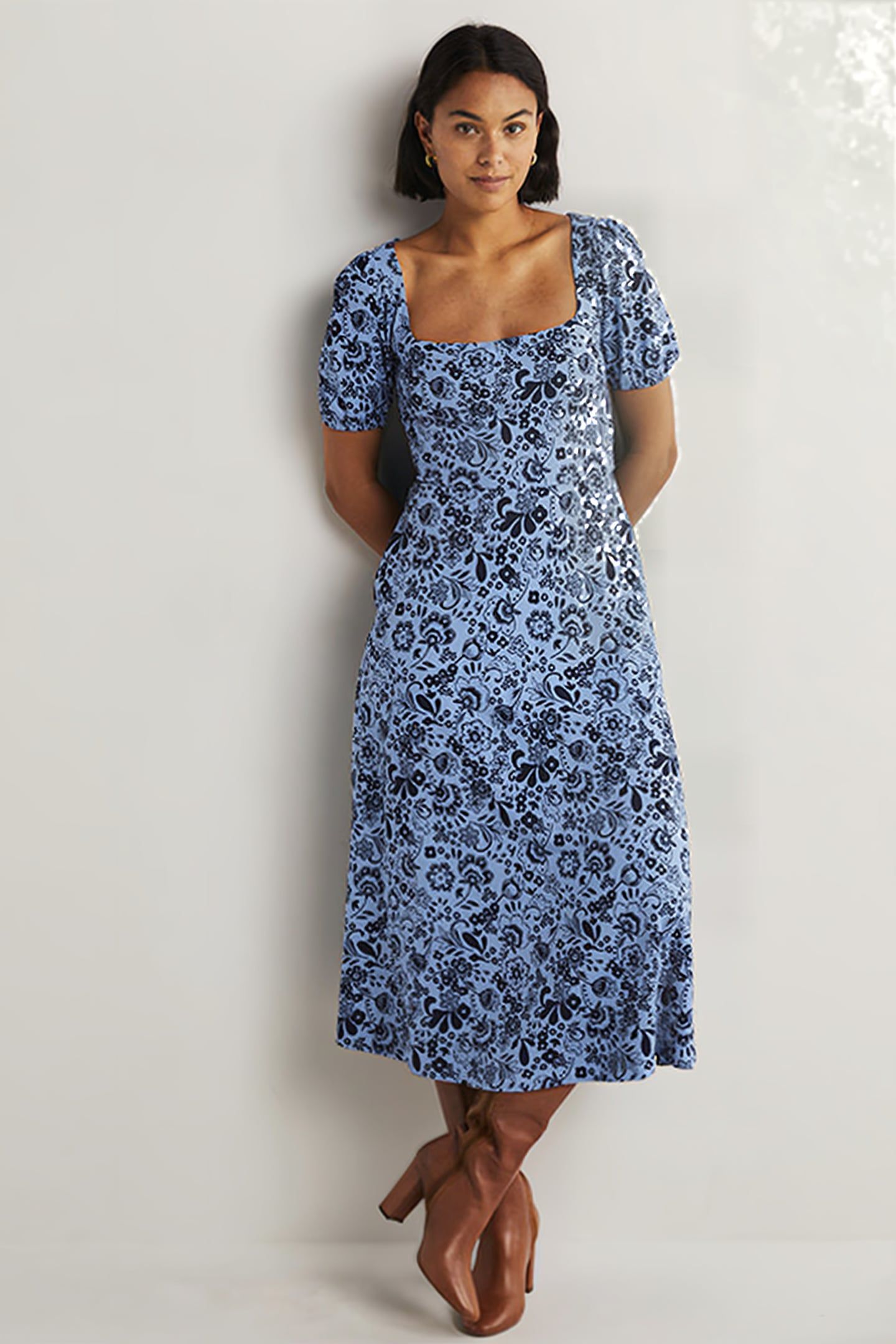 SHORT SLEEVE JERSEY MIDI DRESS BLU 2